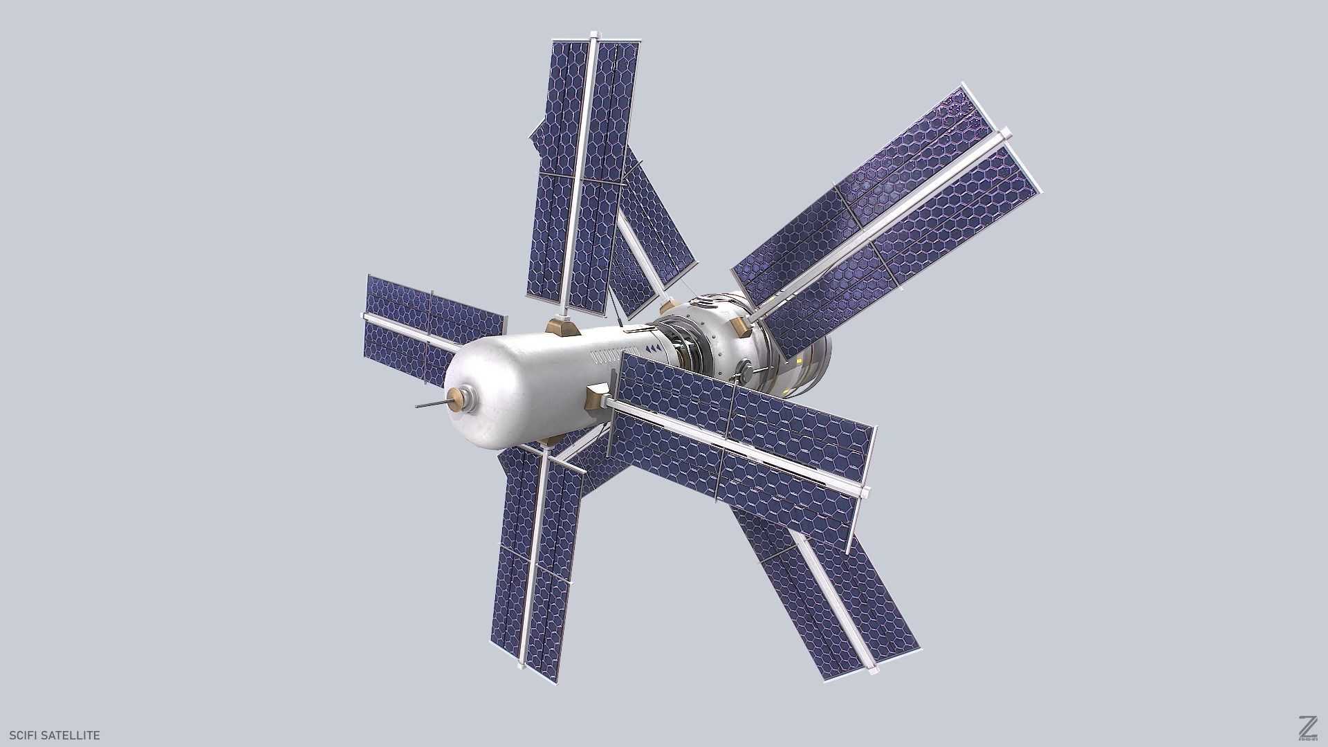 Sci fi Satellite Low-poly 3D model_8