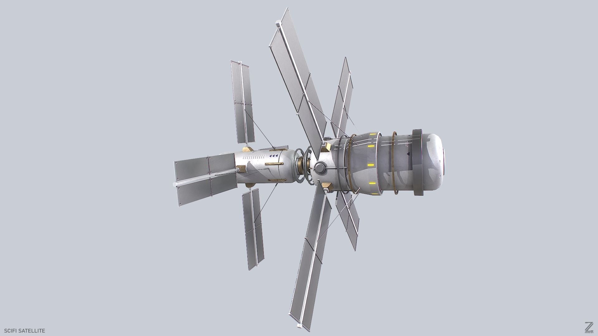 Sci fi Satellite Low-poly 3D model_5
