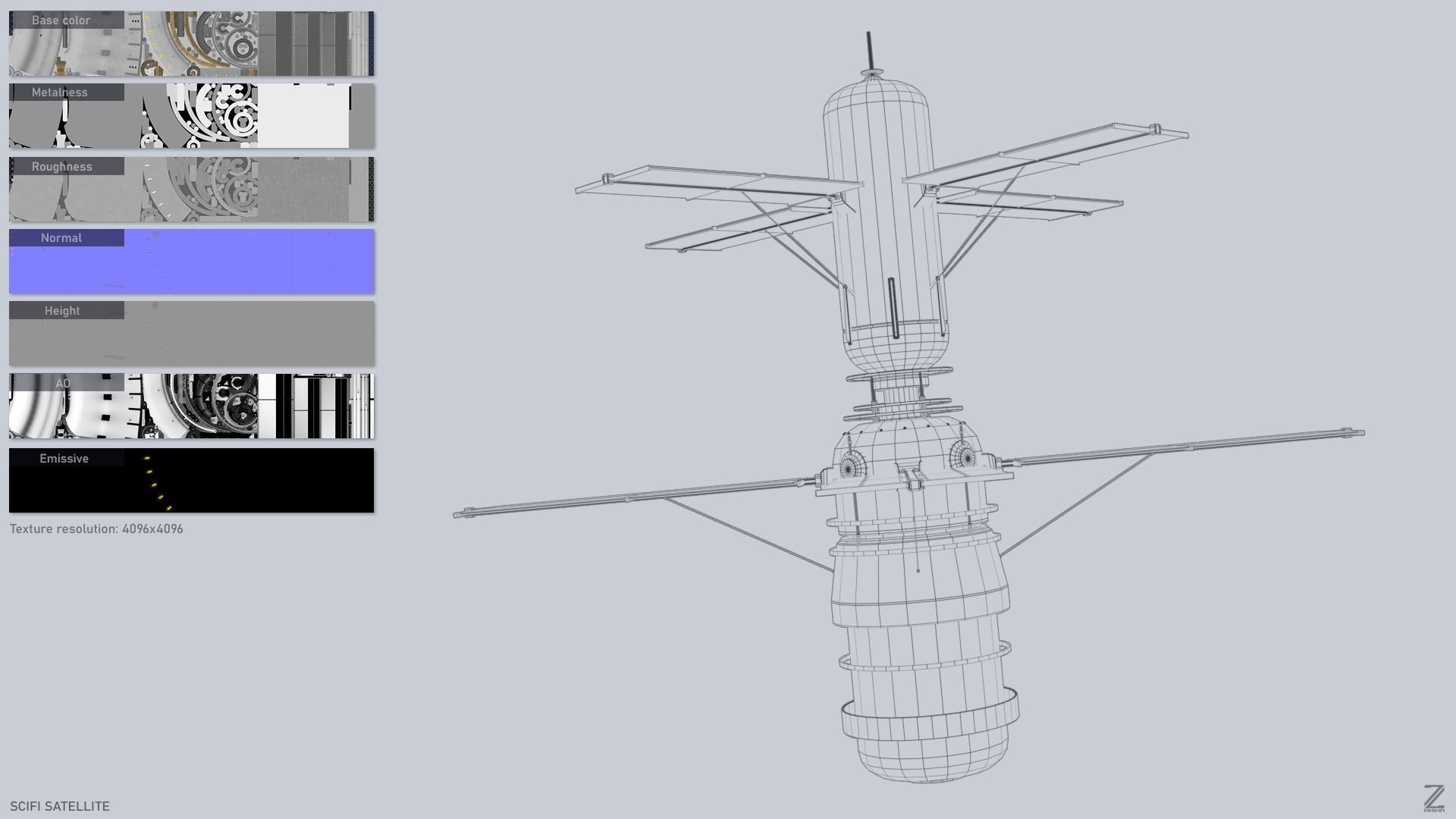 Sci fi Satellite Low-poly 3D model_3