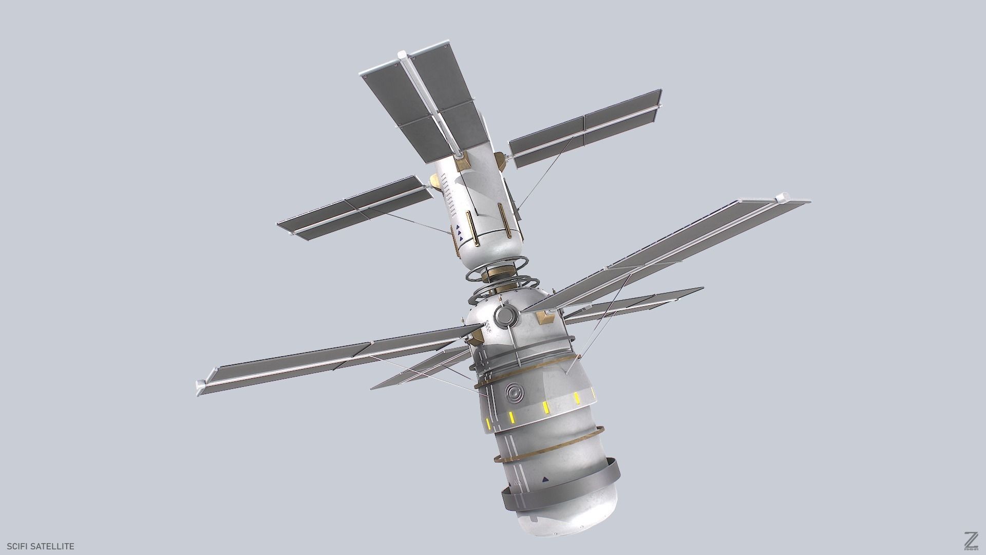 Sci fi Satellite Low-poly 3D model_7