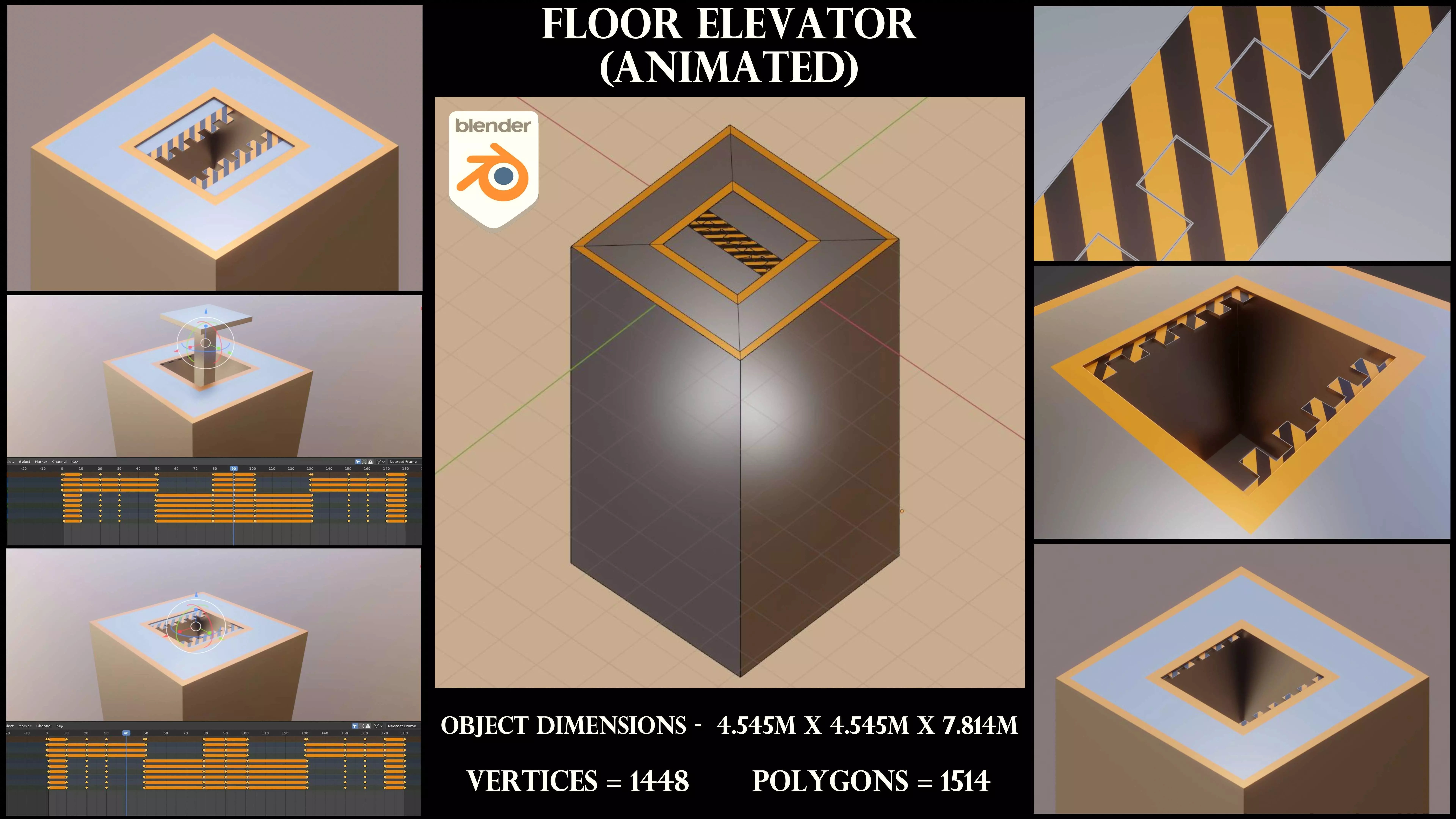 Animated Floor Elevator Low-poly 3D model_0