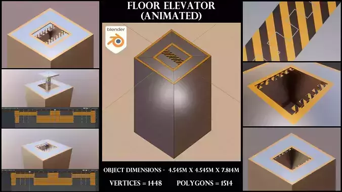 Animated Floor Elevator Low-poly 3D model Animated Floor Elevator Low-poly 3D model