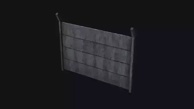 Concrete Fence Low-poly 3D model