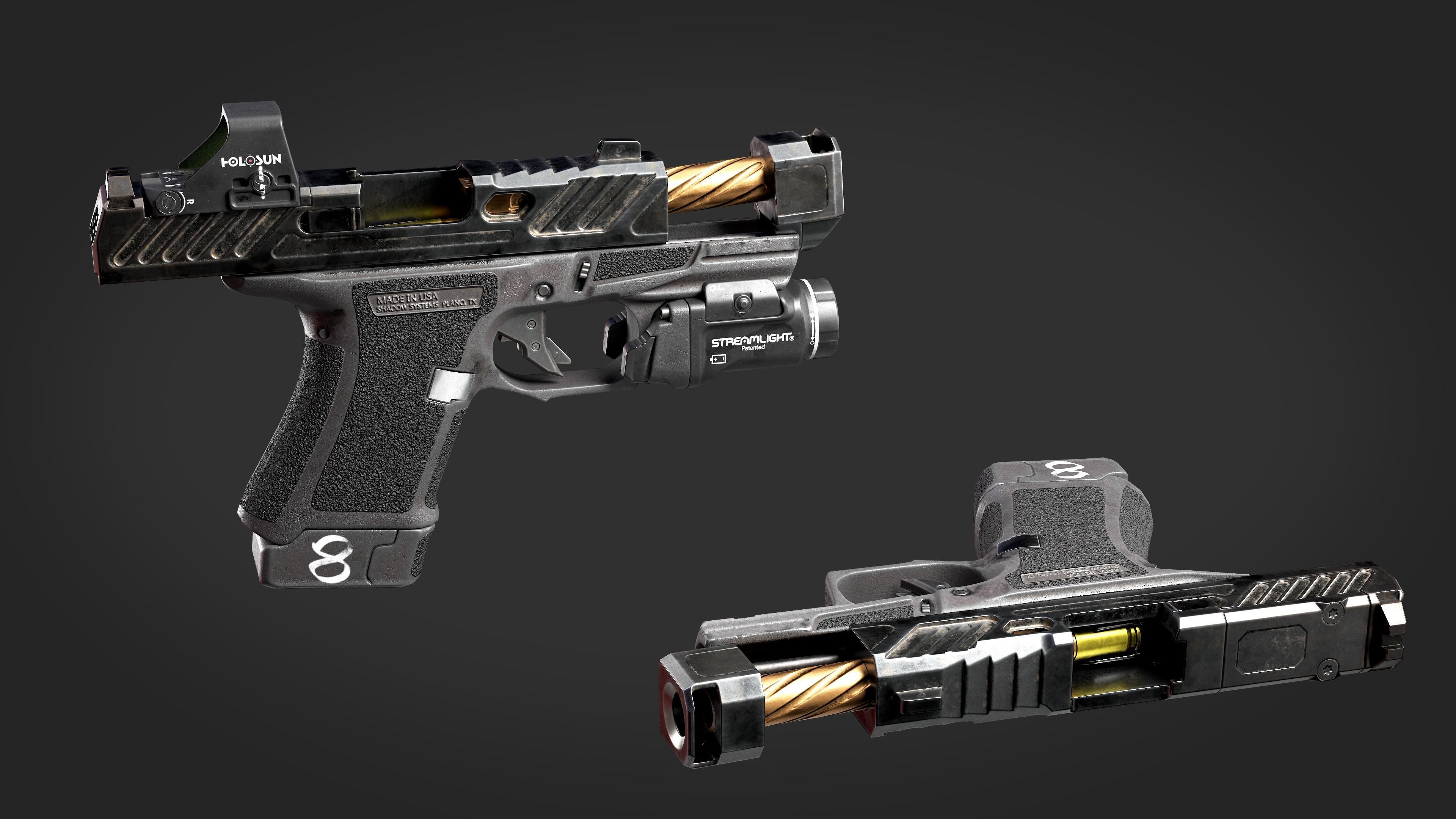 Handgun with integrated compensator Shadow Systems CR920P Low-poly 3D model_10