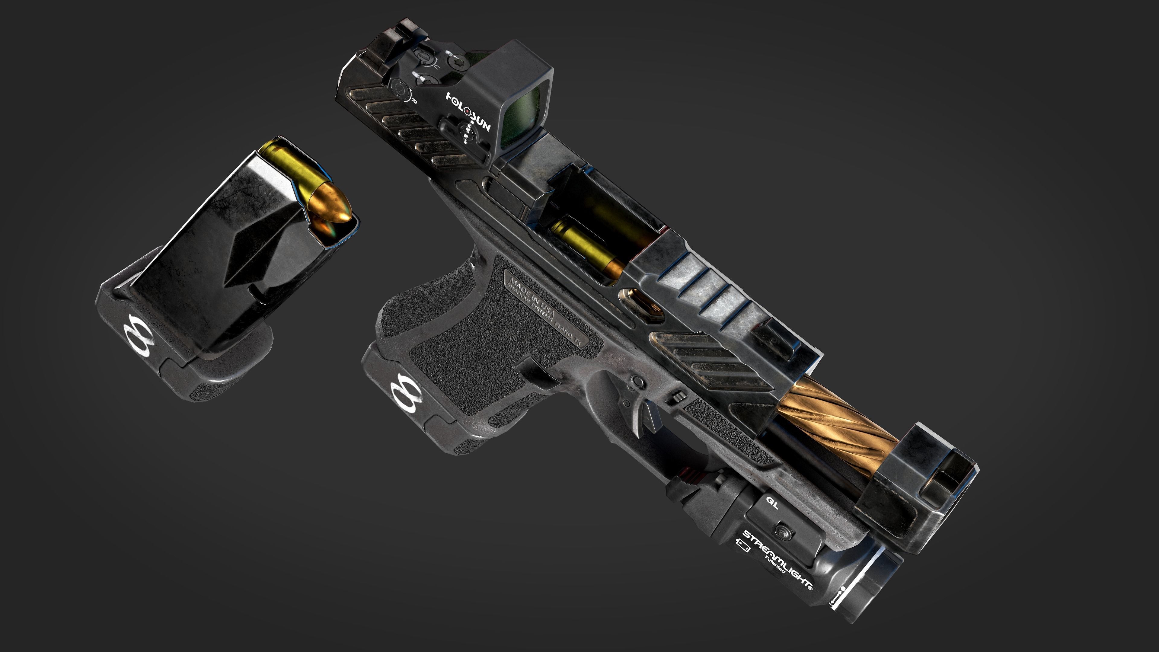 Handgun with integrated compensator Shadow Systems CR920P Low-poly 3D model_11