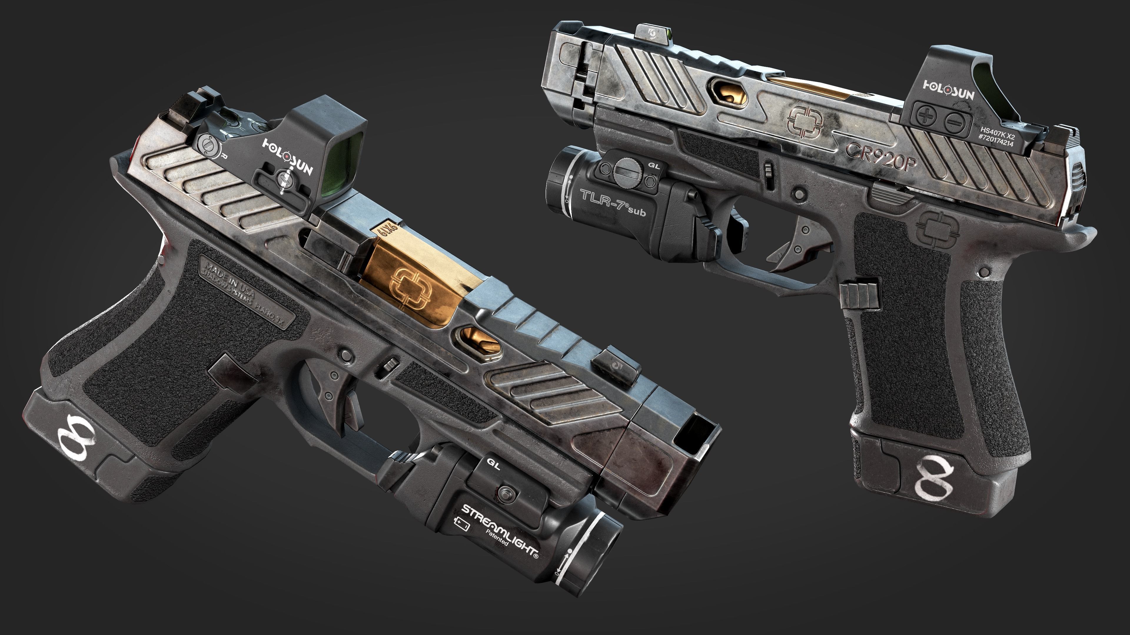 Handgun with integrated compensator Shadow Systems CR920P Low-poly 3D model_5