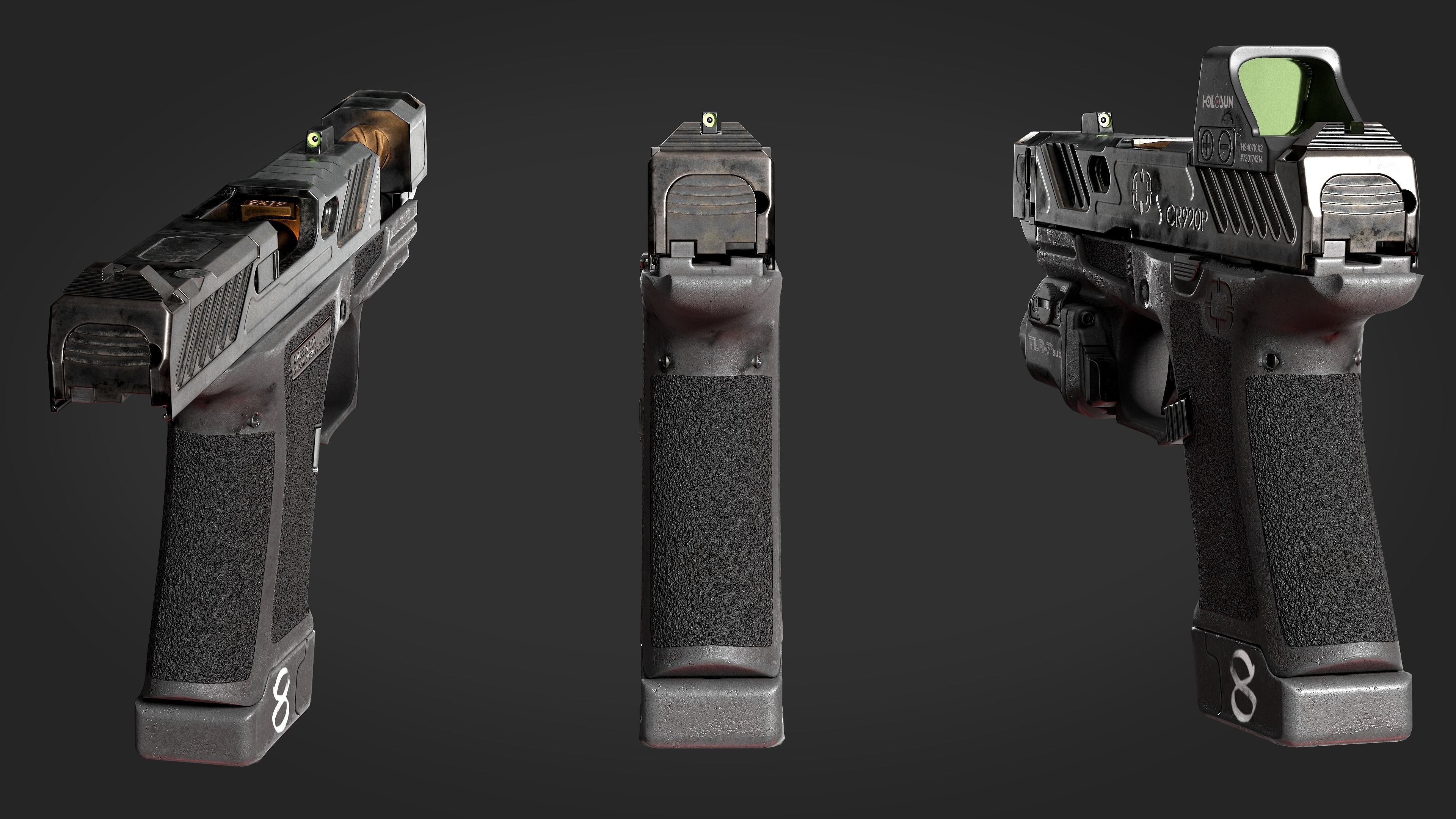 Handgun with integrated compensator Shadow Systems CR920P Low-poly 3D model_7