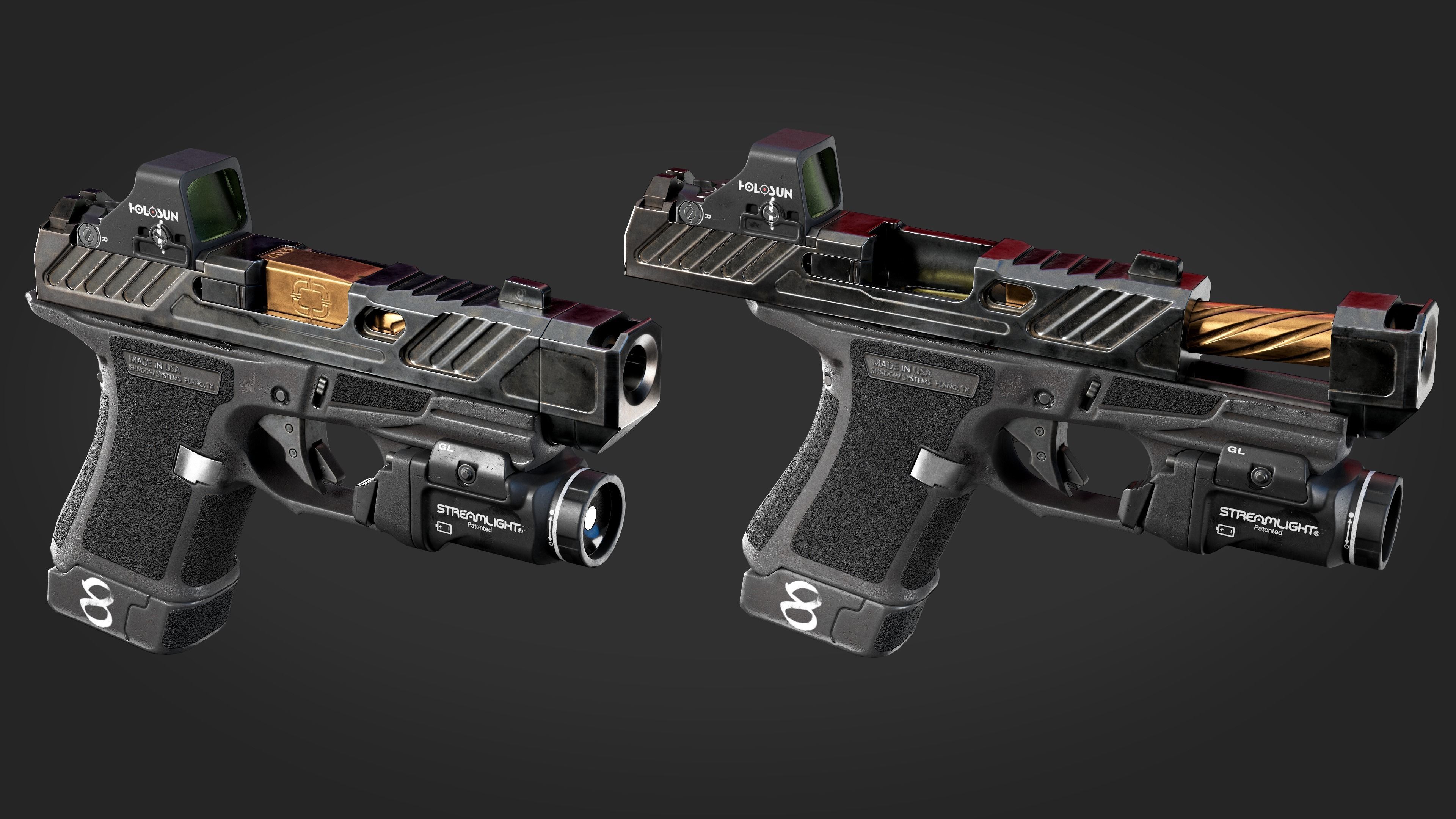 Handgun with integrated compensator Shadow Systems CR920P Low-poly 3D model_8