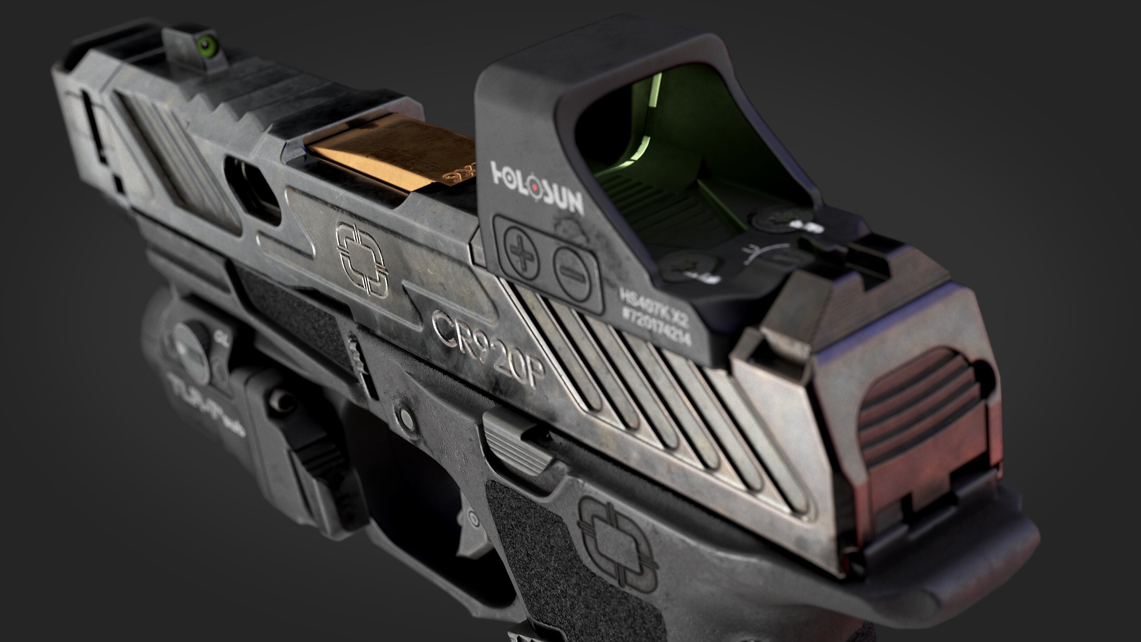 Handgun with integrated compensator Shadow Systems CR920P Low-poly 3D model_6