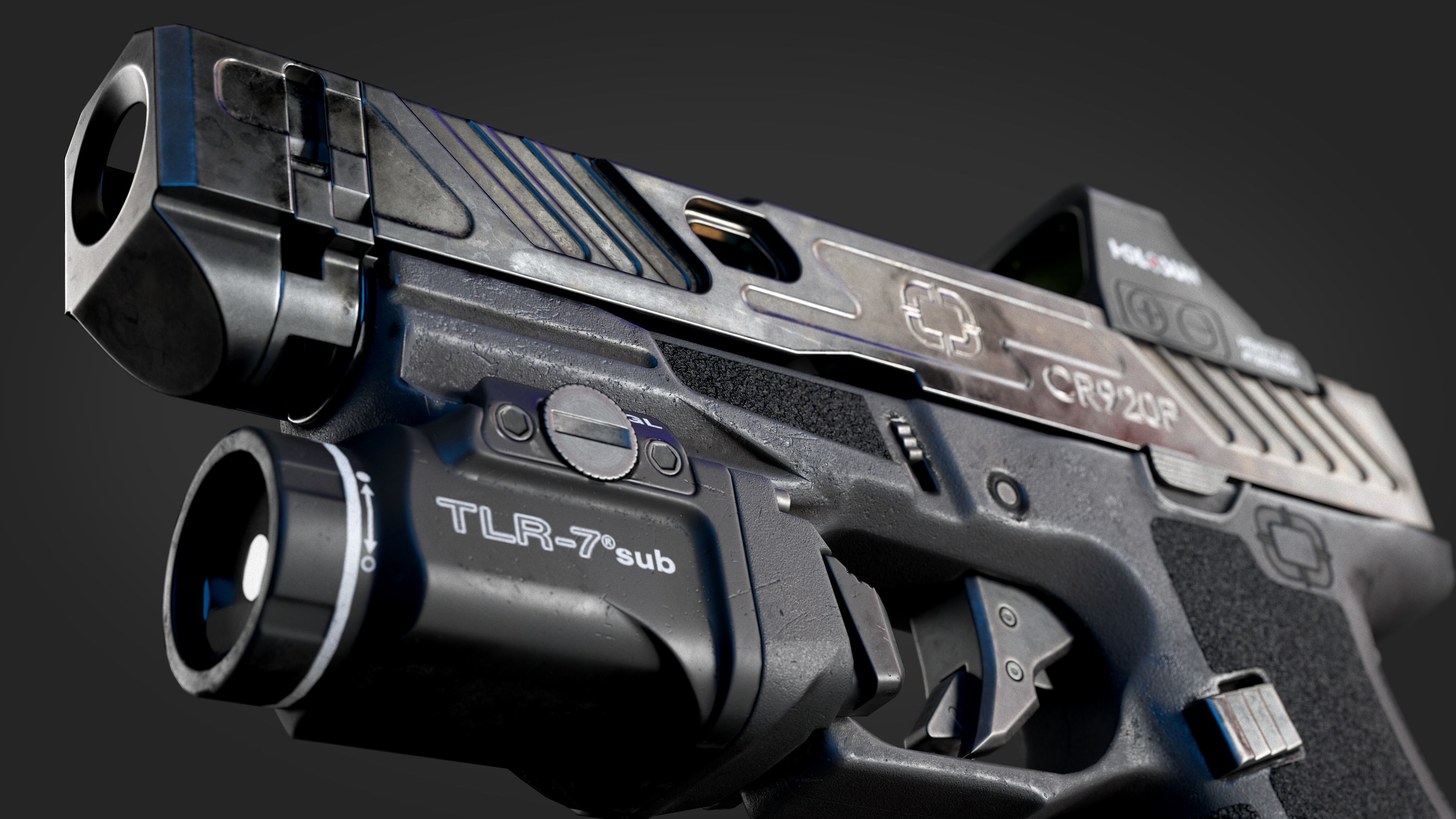 Handgun with integrated compensator Shadow Systems CR920P Low-poly 3D model_3