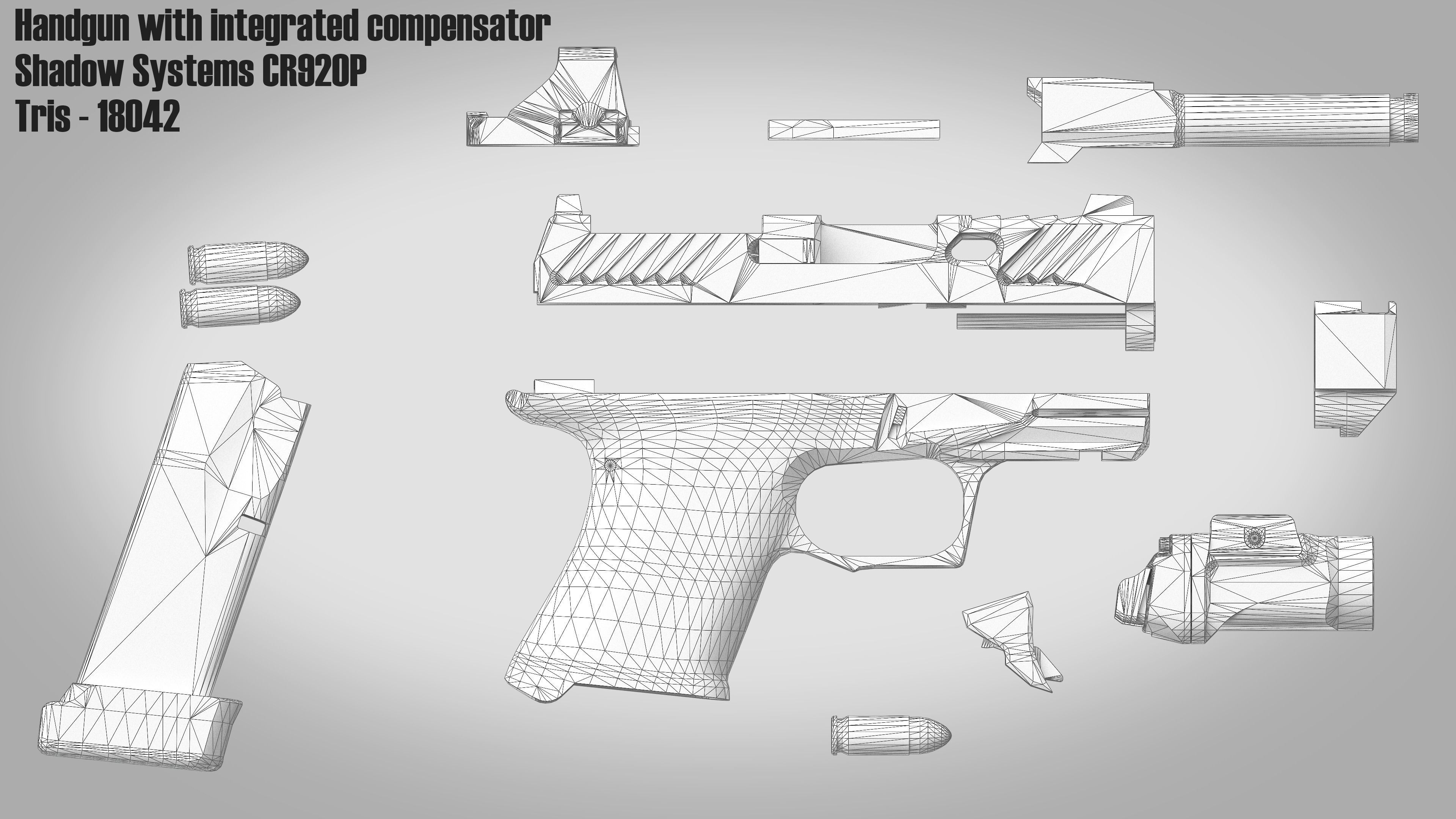 Handgun with integrated compensator Shadow Systems CR920P Low-poly 3D model_2
