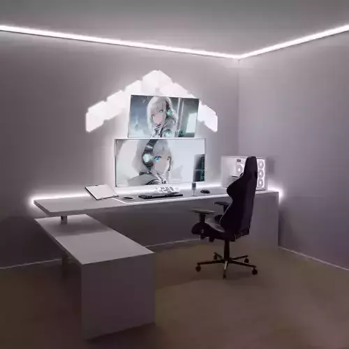 beautiful gaming set in a white theme