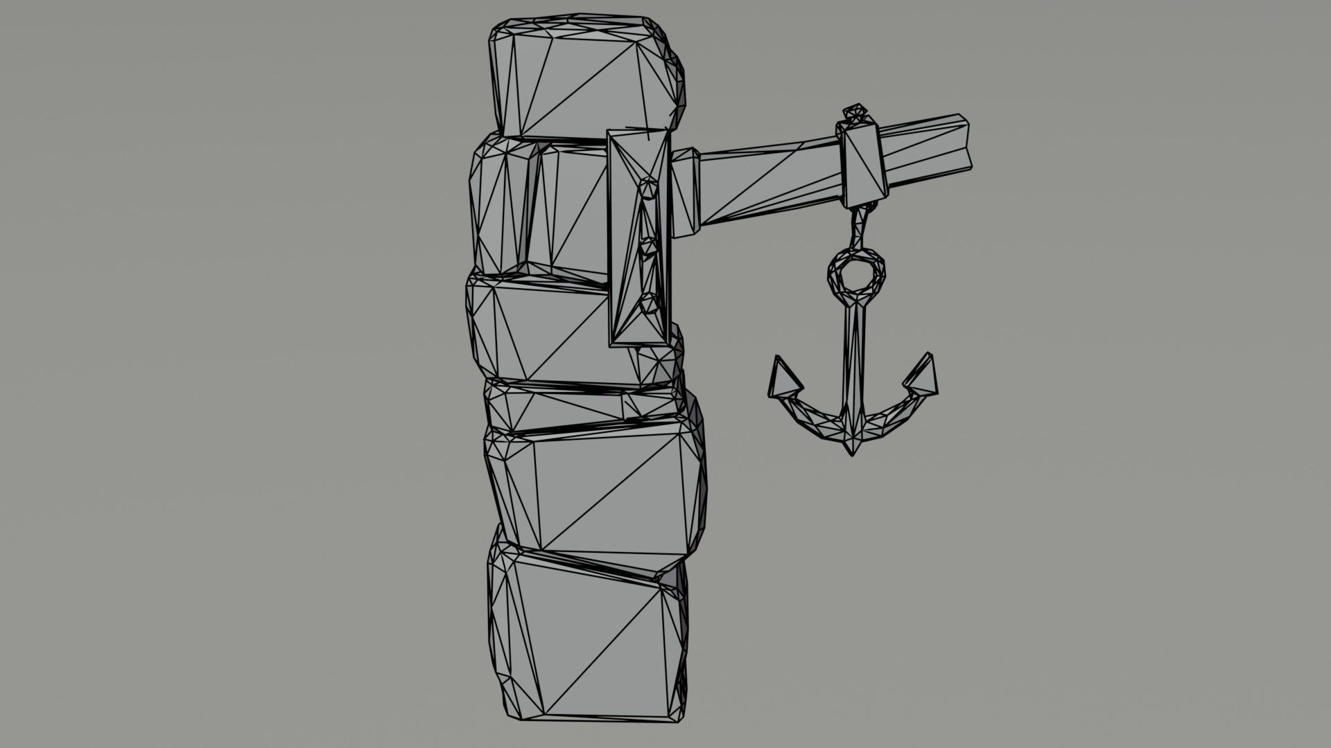 Cartoon fantasy port road sign Polygonal Style Low-poly 3D model_5