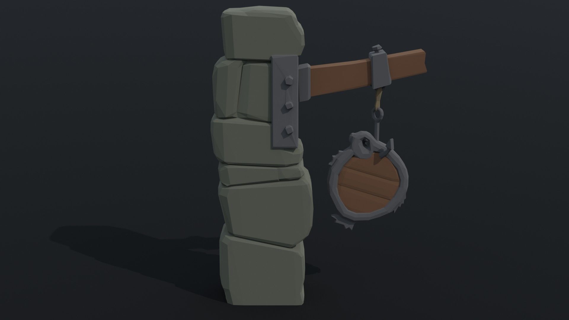 Cartoon fantasy port road sign Polygonal Style Low-poly 3D model_2