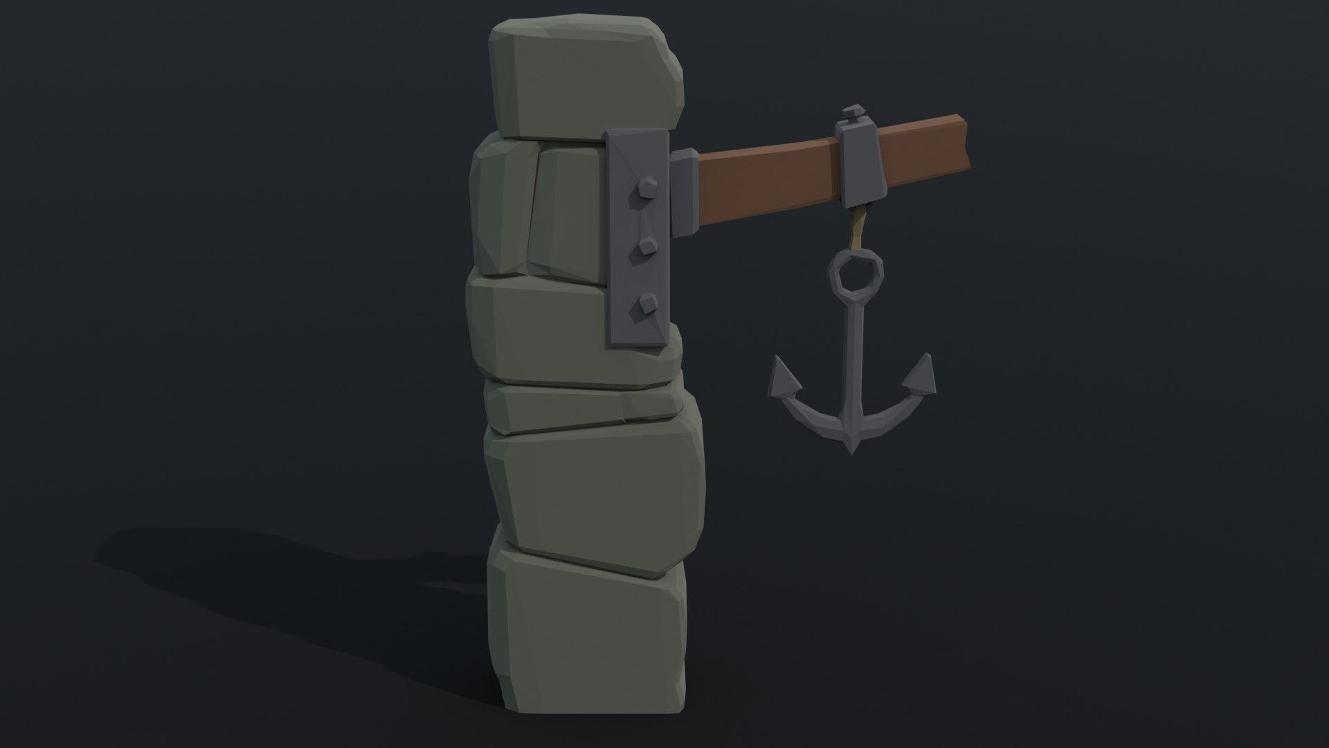 Cartoon fantasy port road sign Polygonal Style Low-poly 3D model_3