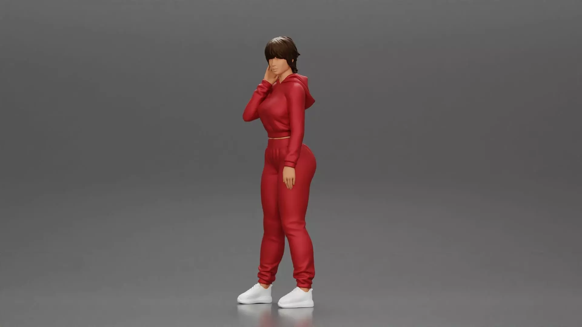 girl in a sports outfit hoodie is standing 3D print model