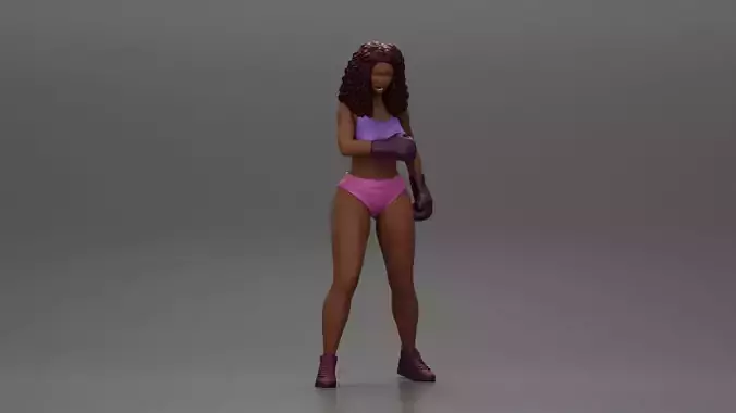 Black girl with curly hair boxing winning screaming at loser