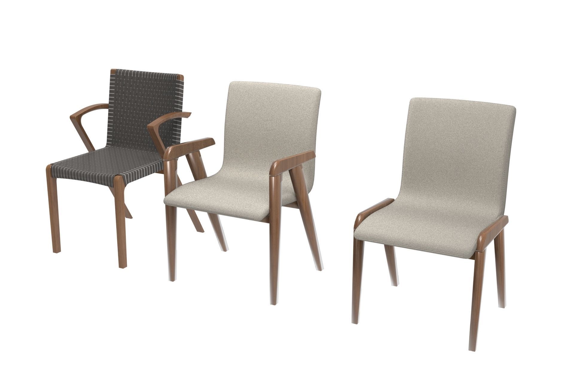 Simple modern Chair wood 3d model 3D model_2