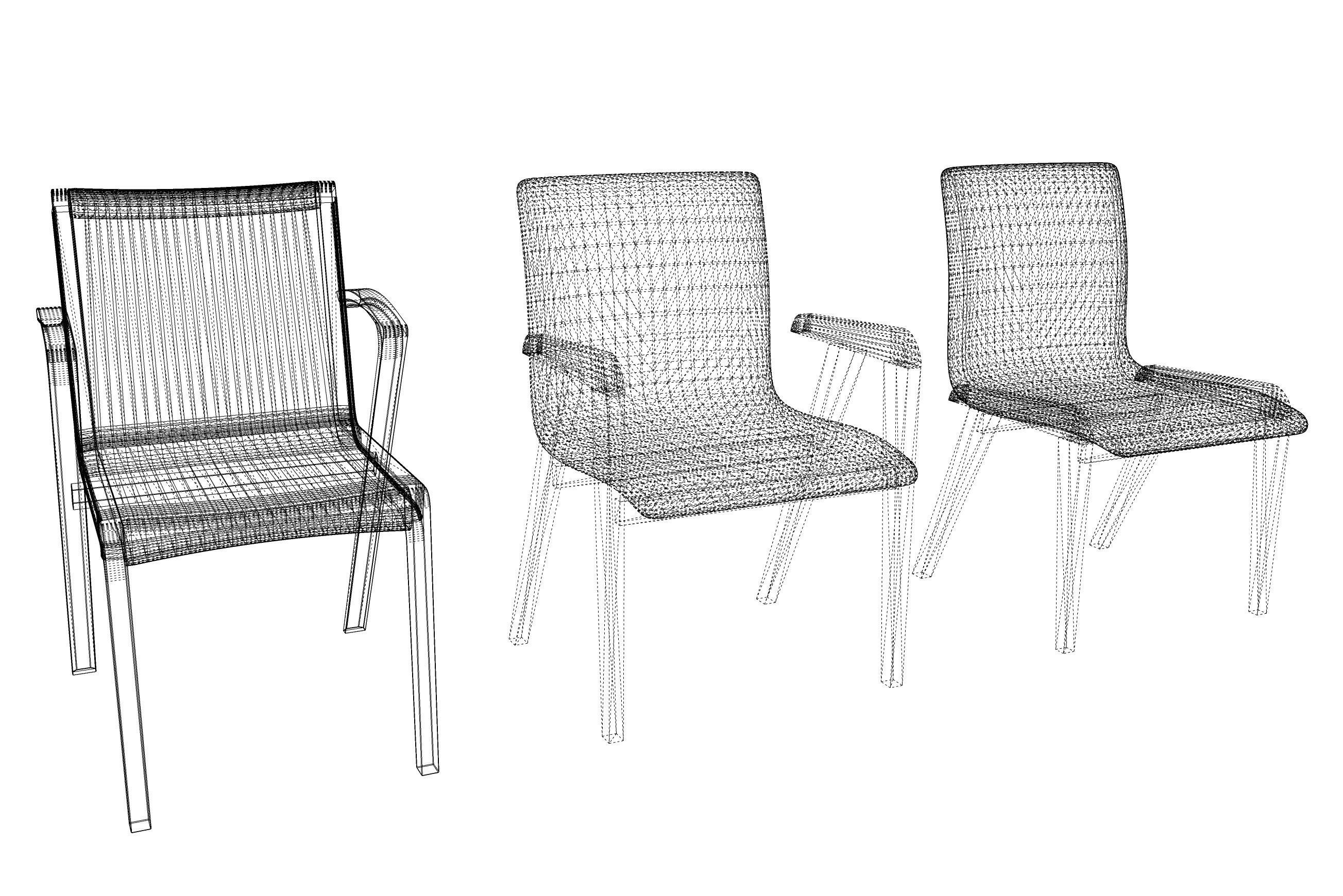 Simple modern Chair wood 3d model 3D model_5