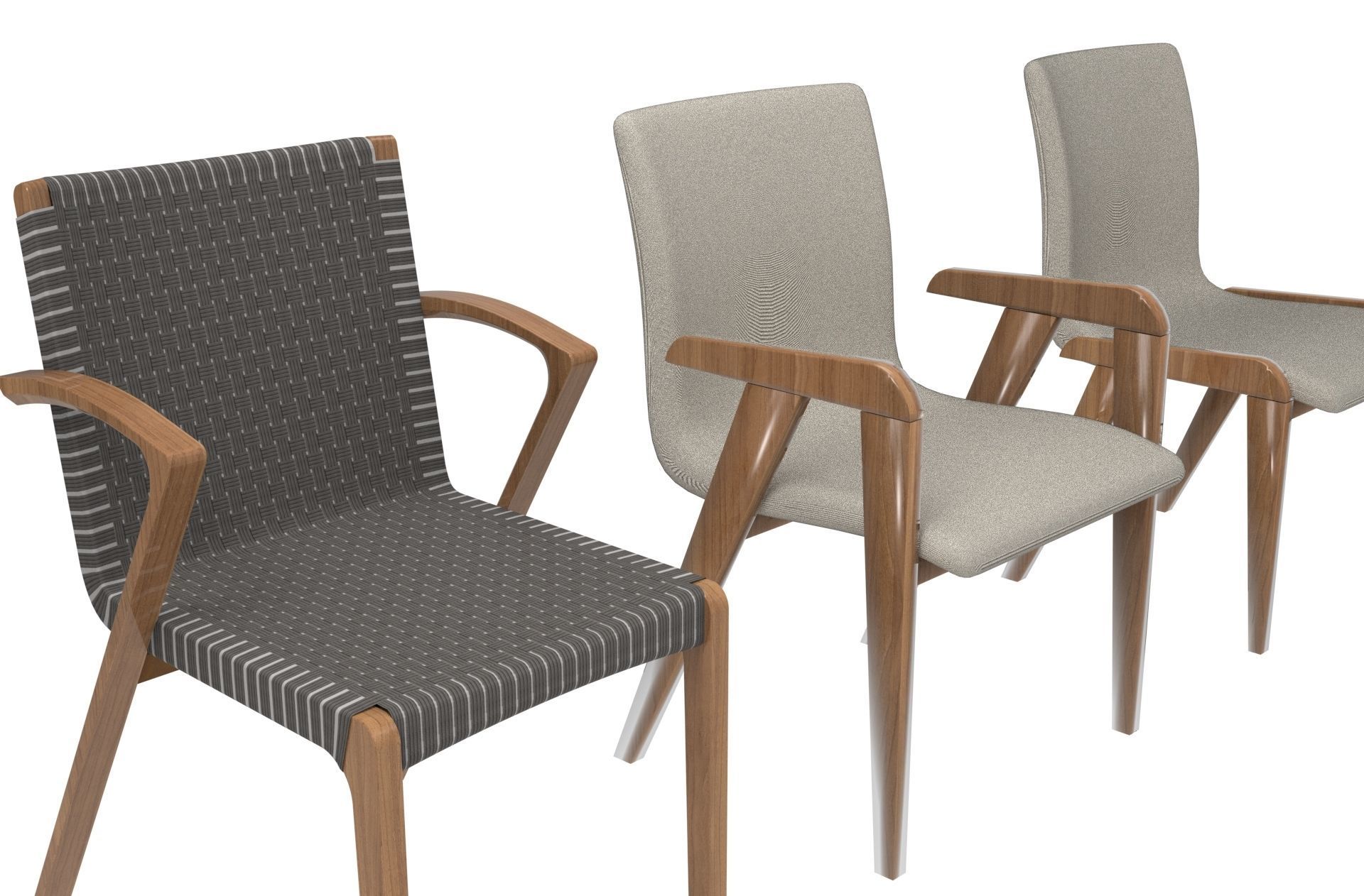Simple modern Chair wood 3d model 3D model_1