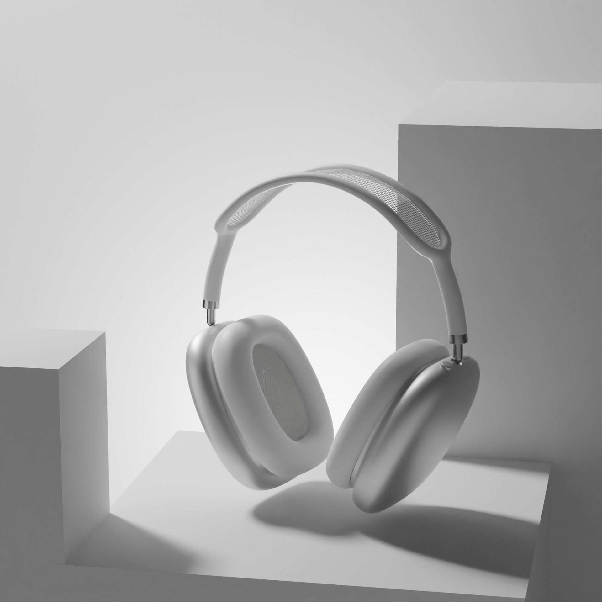 AirPods Max in white black red blue and green 3D model_1