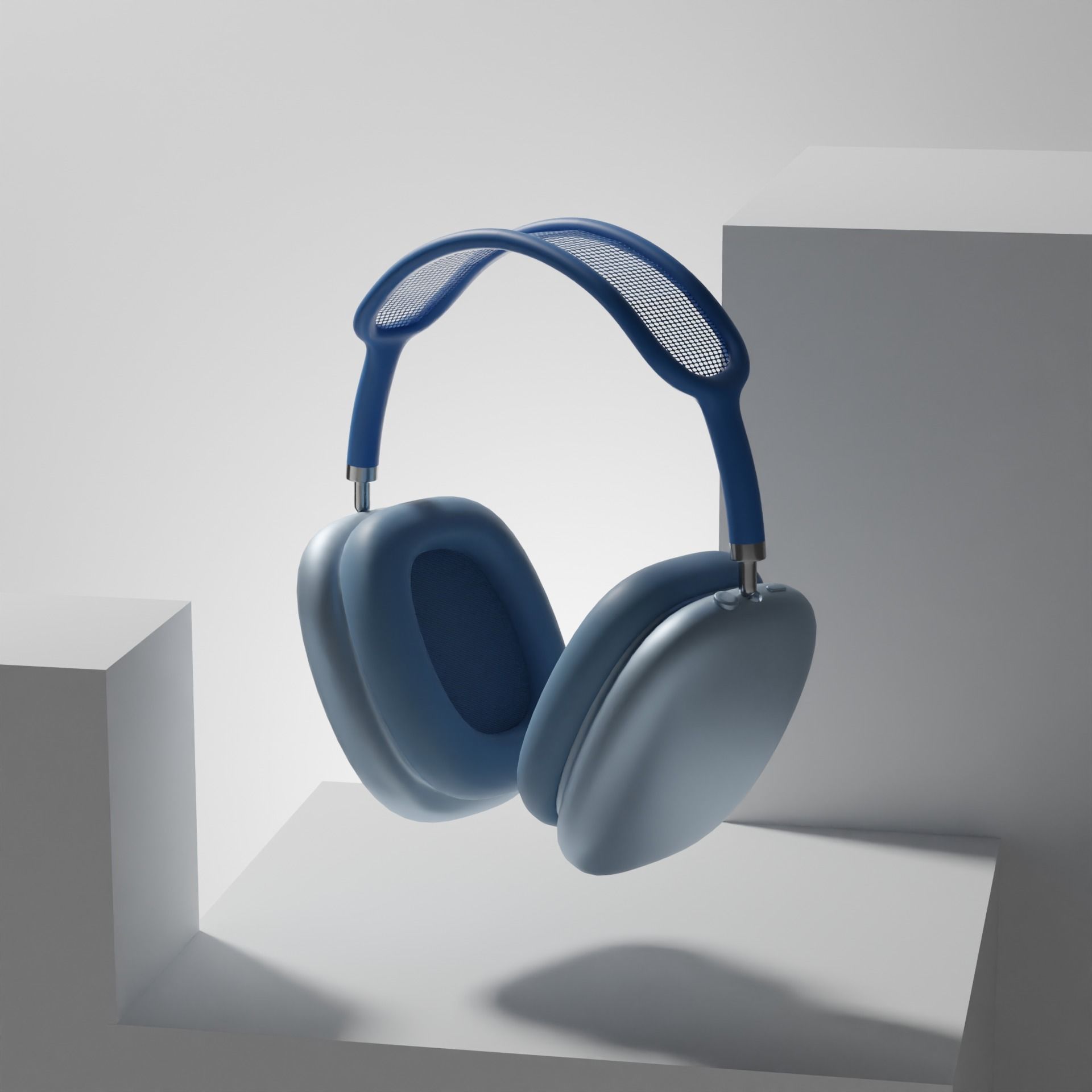 AirPods Max in white black red blue and green 3D model_4