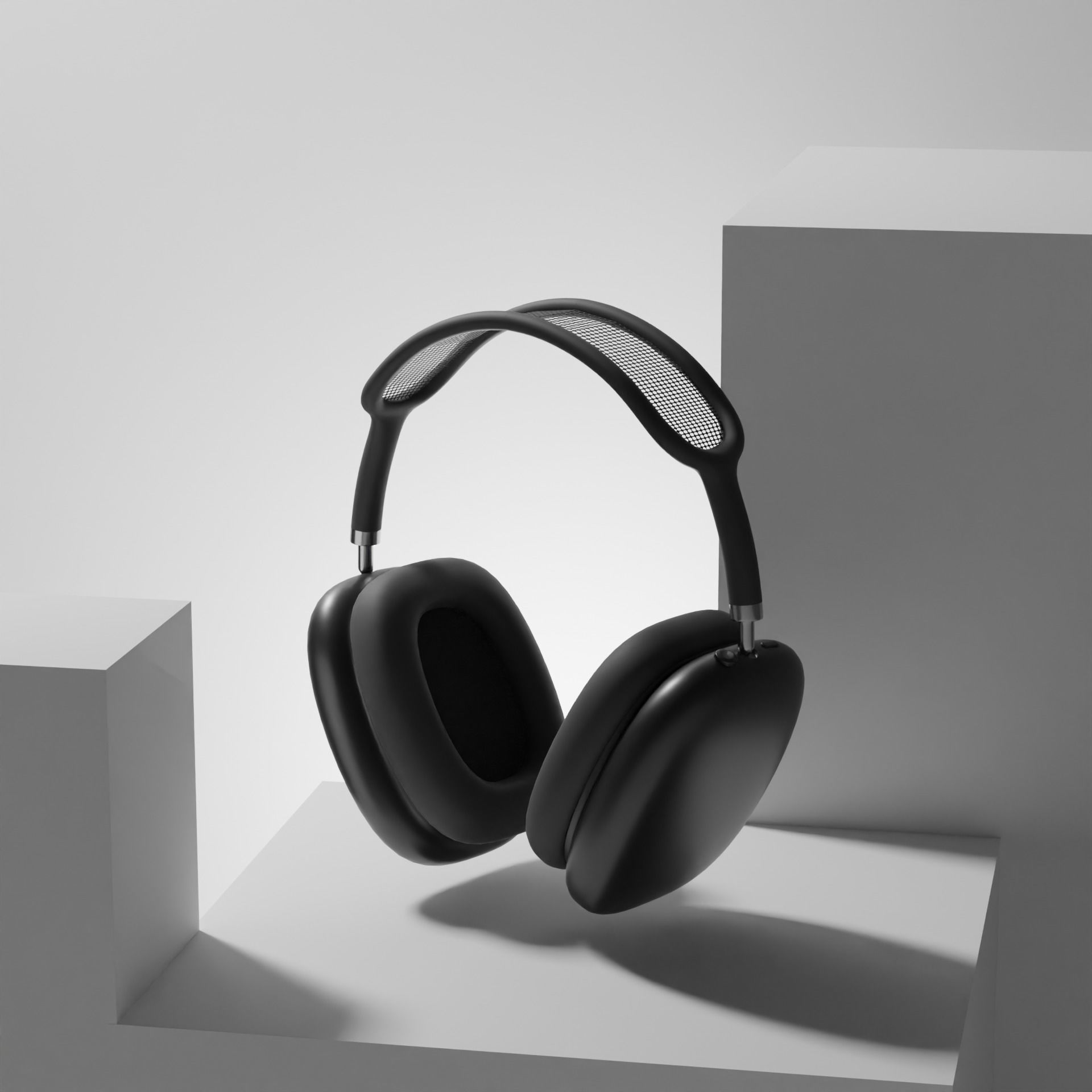 AirPods Max in white black red blue and green 3D model_2