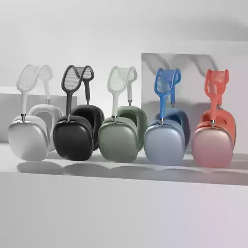 AirPods Max in white black red blue and green 3D model