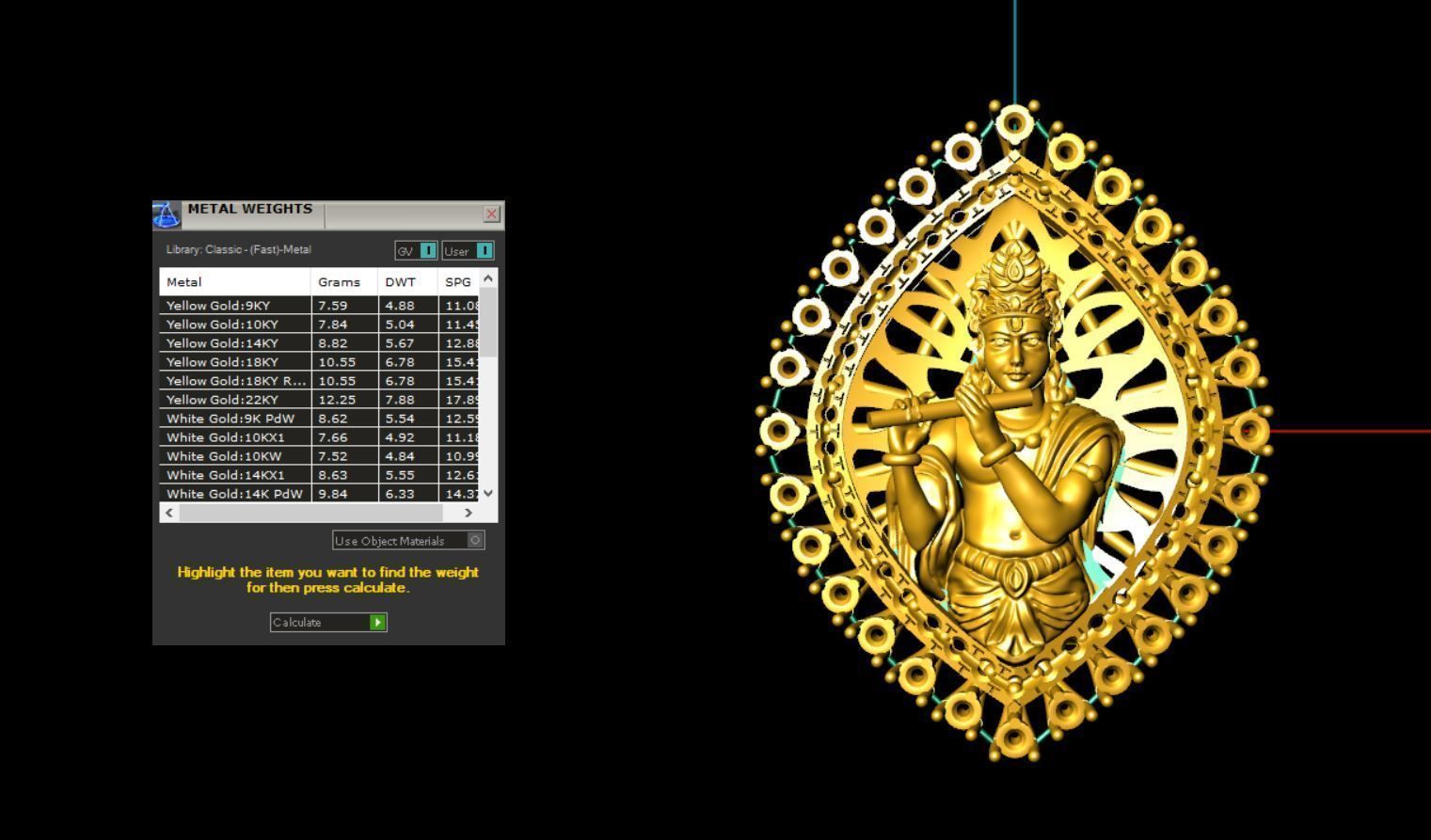 krishna pendent 3D print model_8