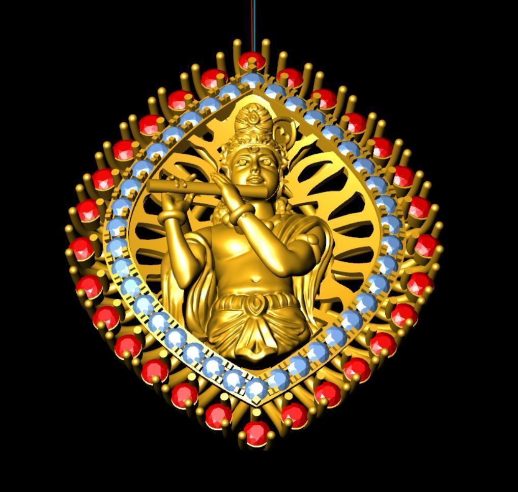 krishna pendent 3D print model_7