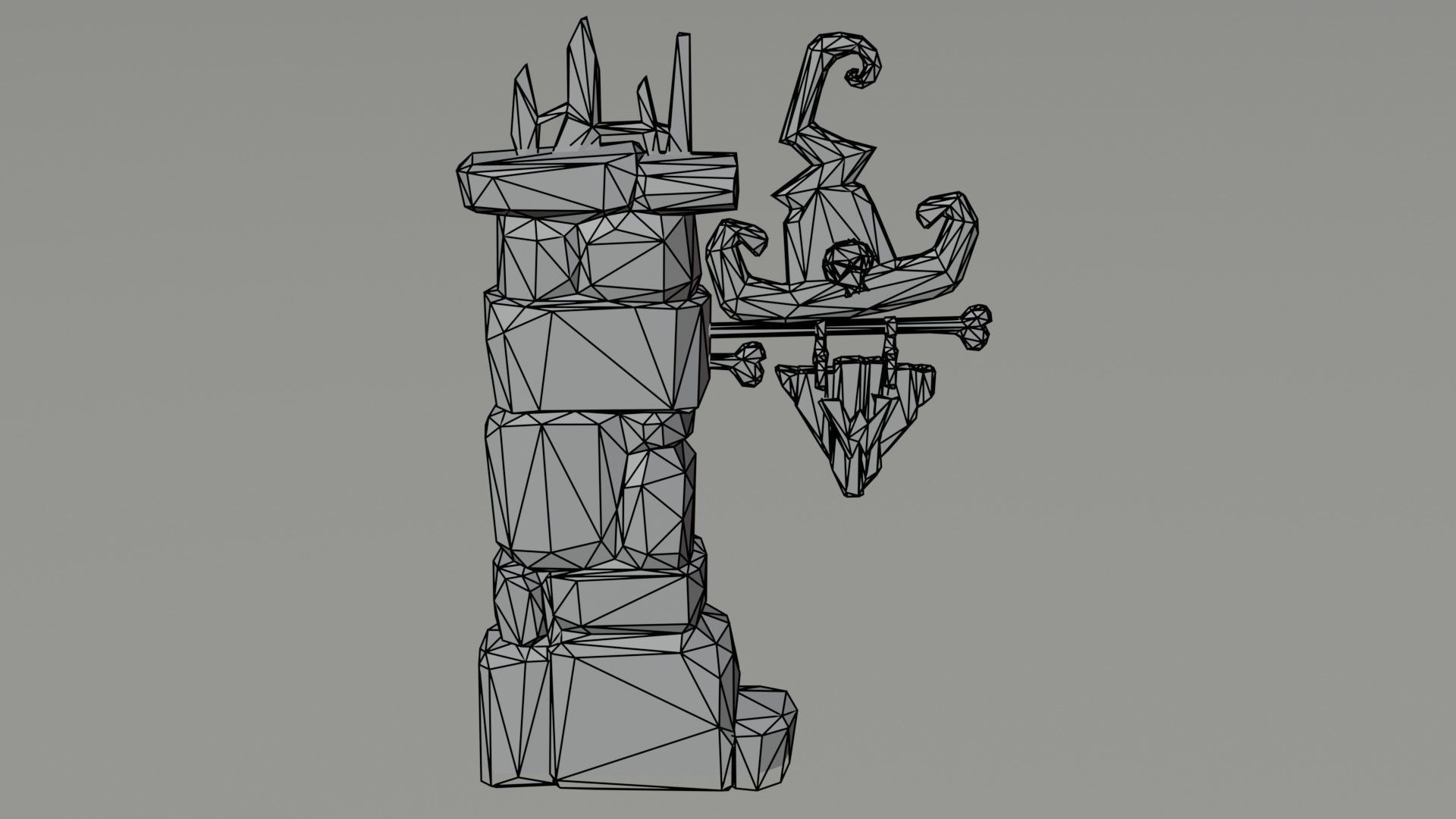 Cartoon fantasy witch road sign Polygonal Style Low-poly 3D model_5