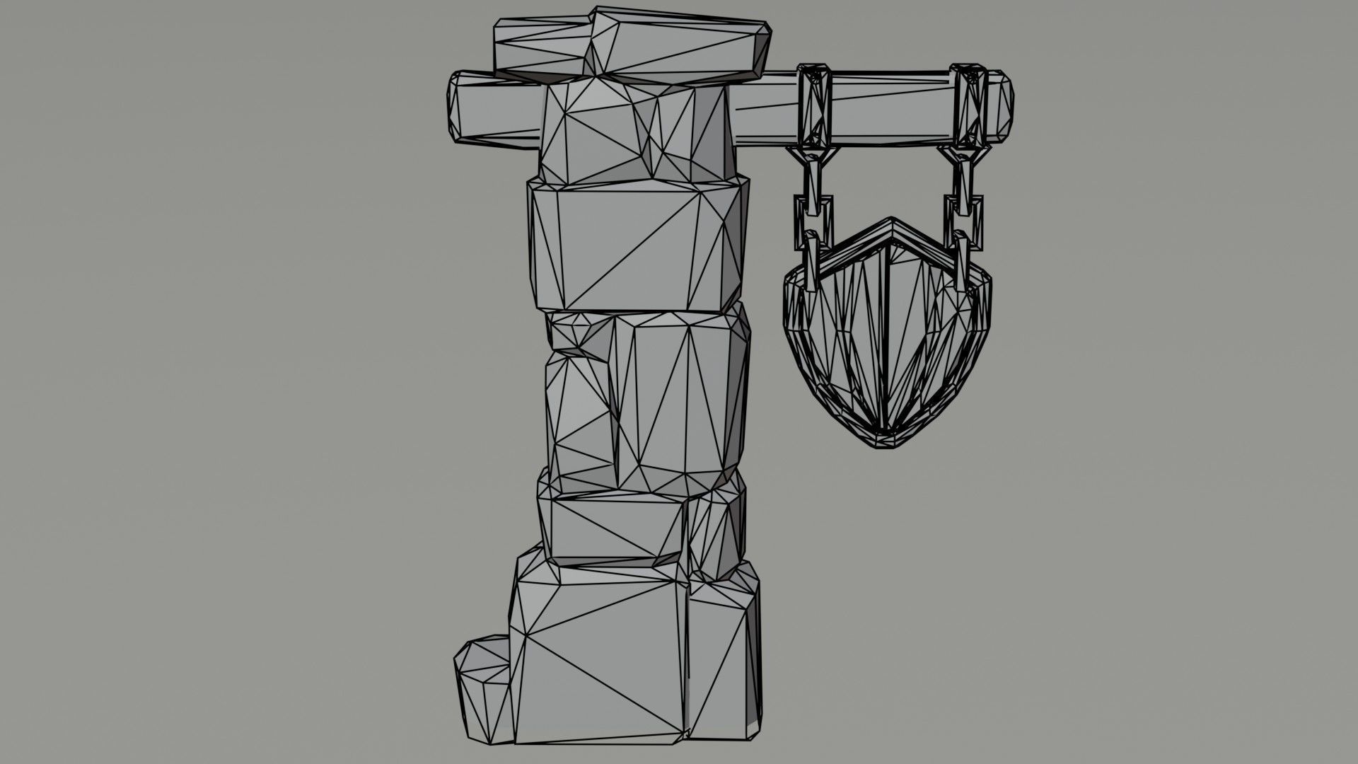 Cartoon fantasy armory road sign Polygonal Style Low-poly 3D model_5