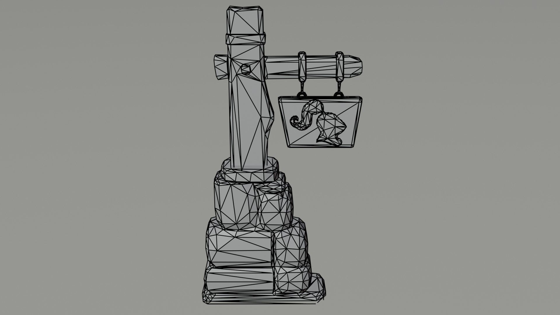 Cartoon fantasy armory road sign Polygonal Style Low-poly 3D model_4