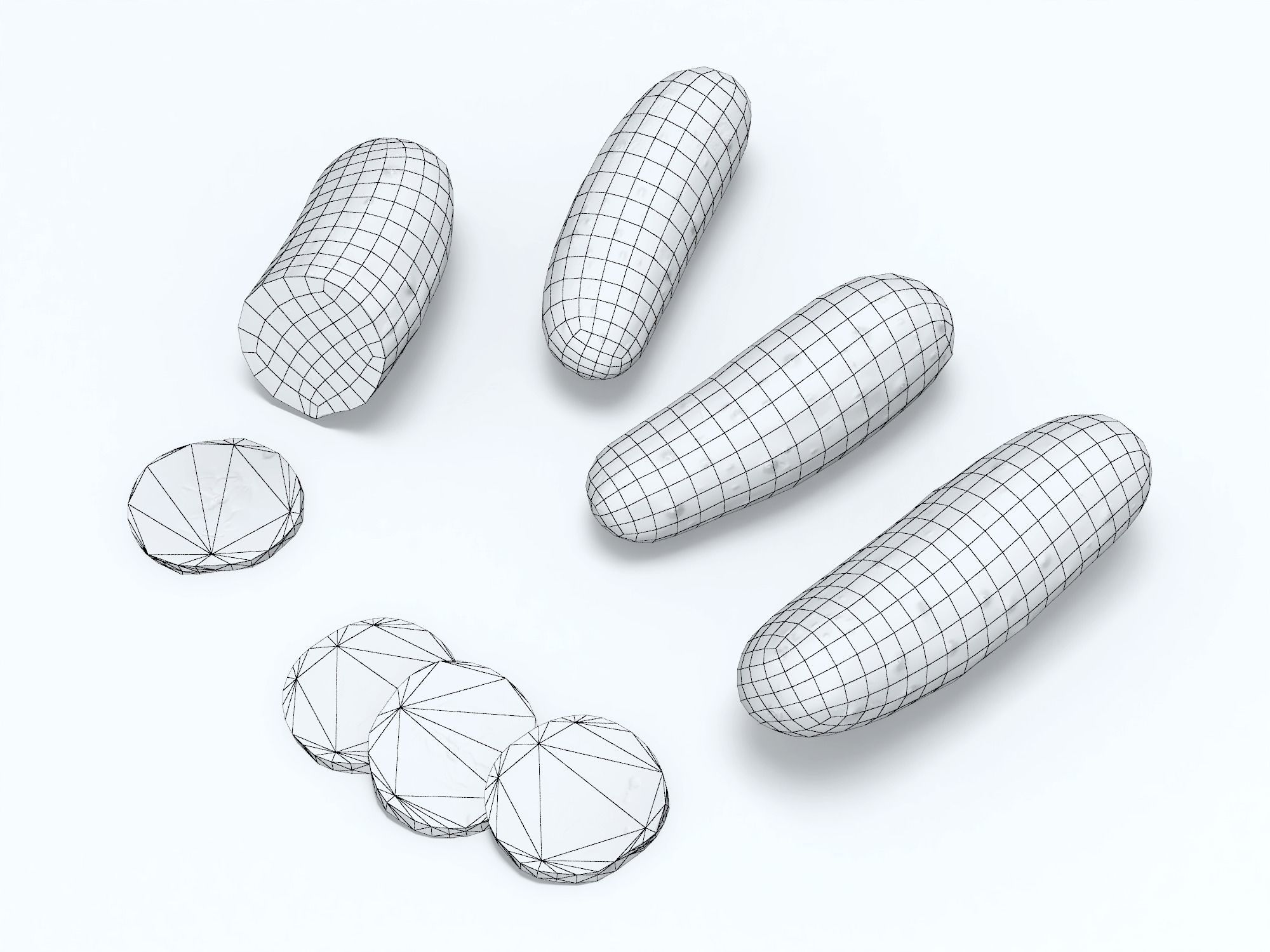 Cucumbers Low-poly 3D model_14