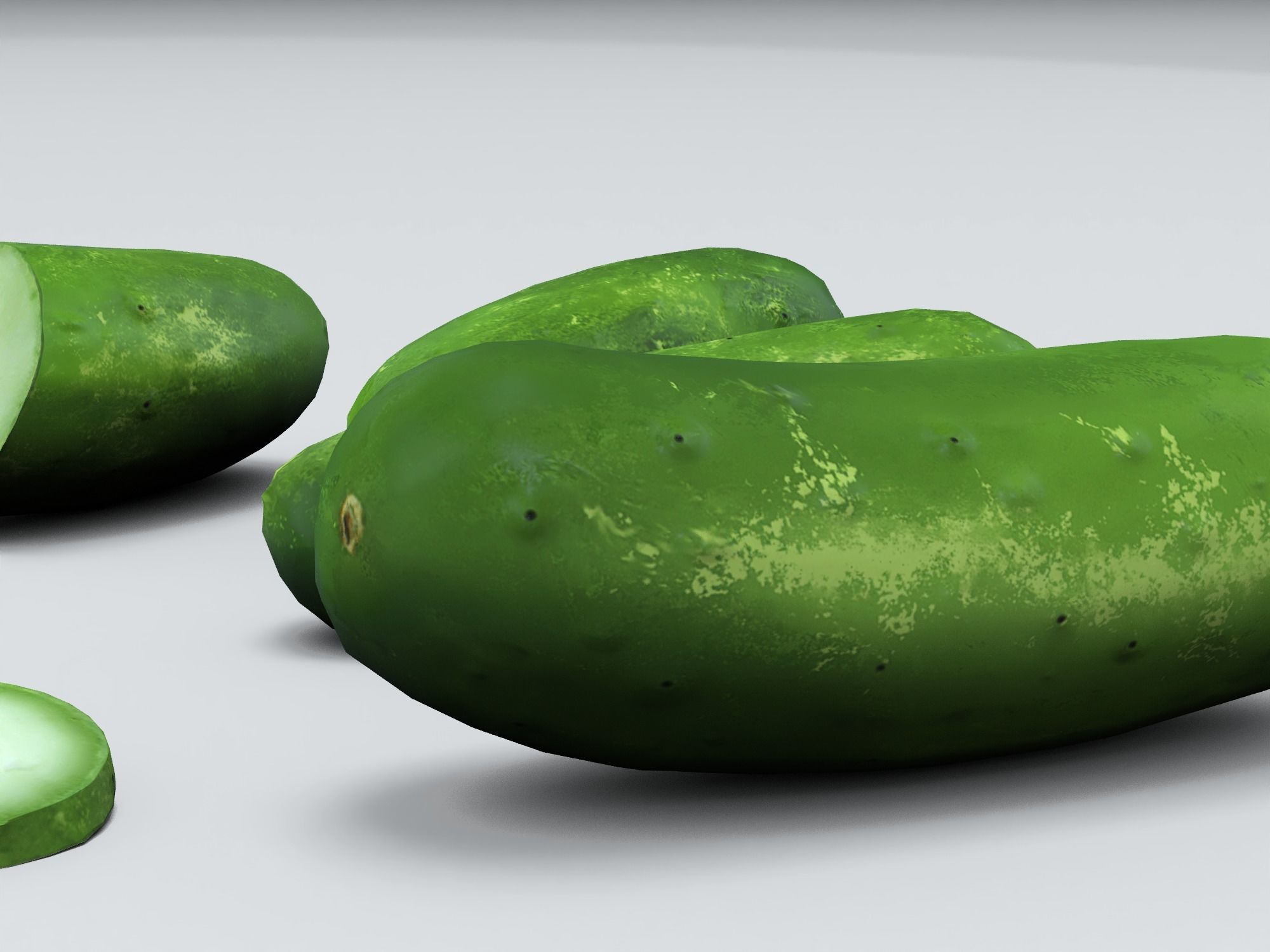 Cucumbers Low-poly 3D model_10