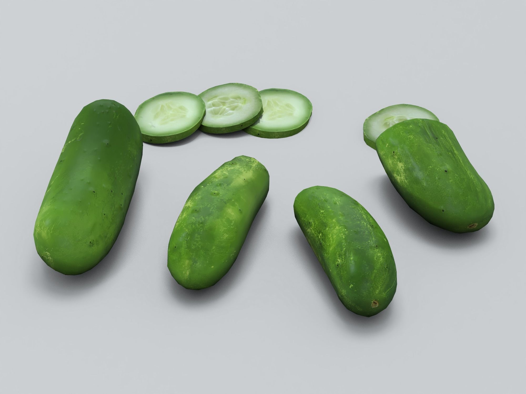 Cucumbers Low-poly 3D model_5