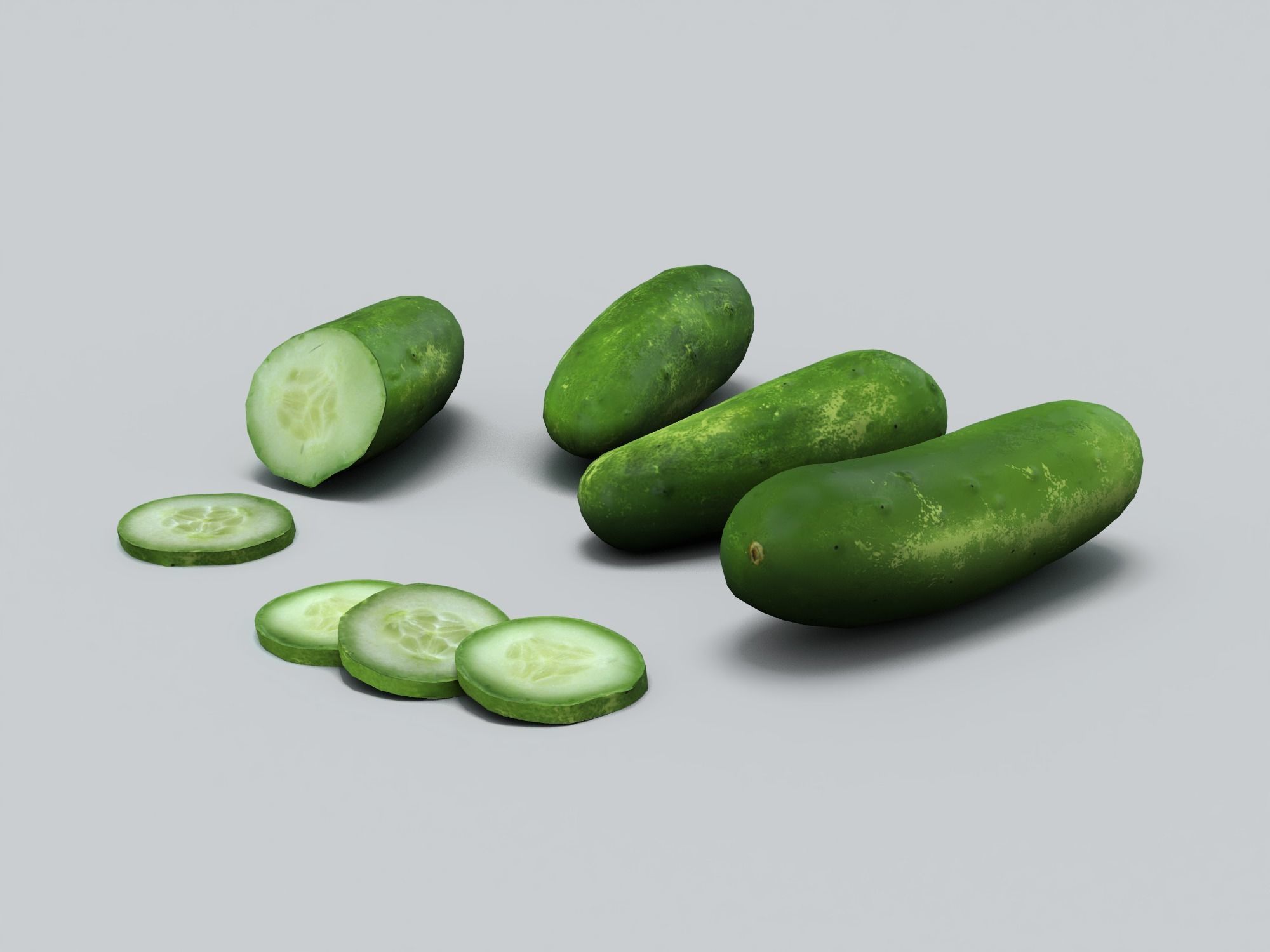 Cucumbers Low-poly 3D model_2