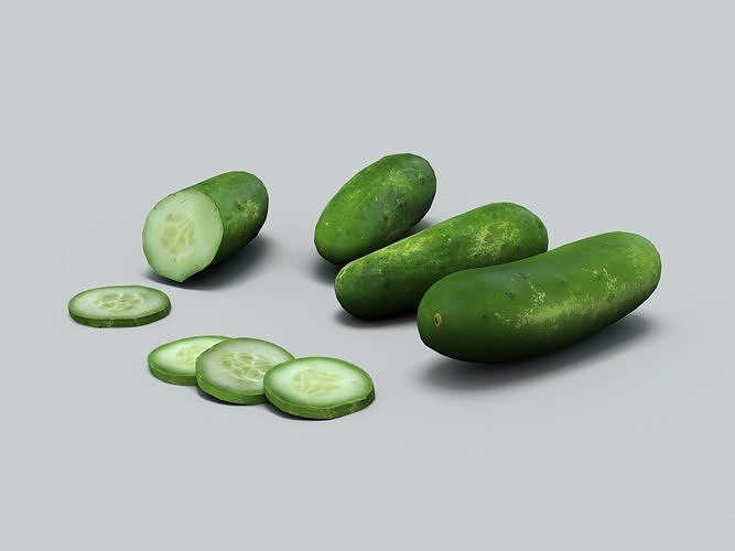Cucumbers Low-poly 3D model 3