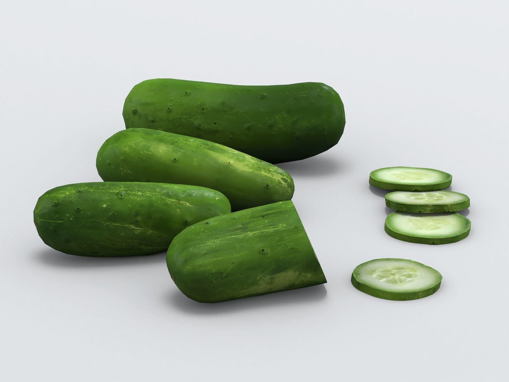 Cucumbers Low-poly 3D model_7