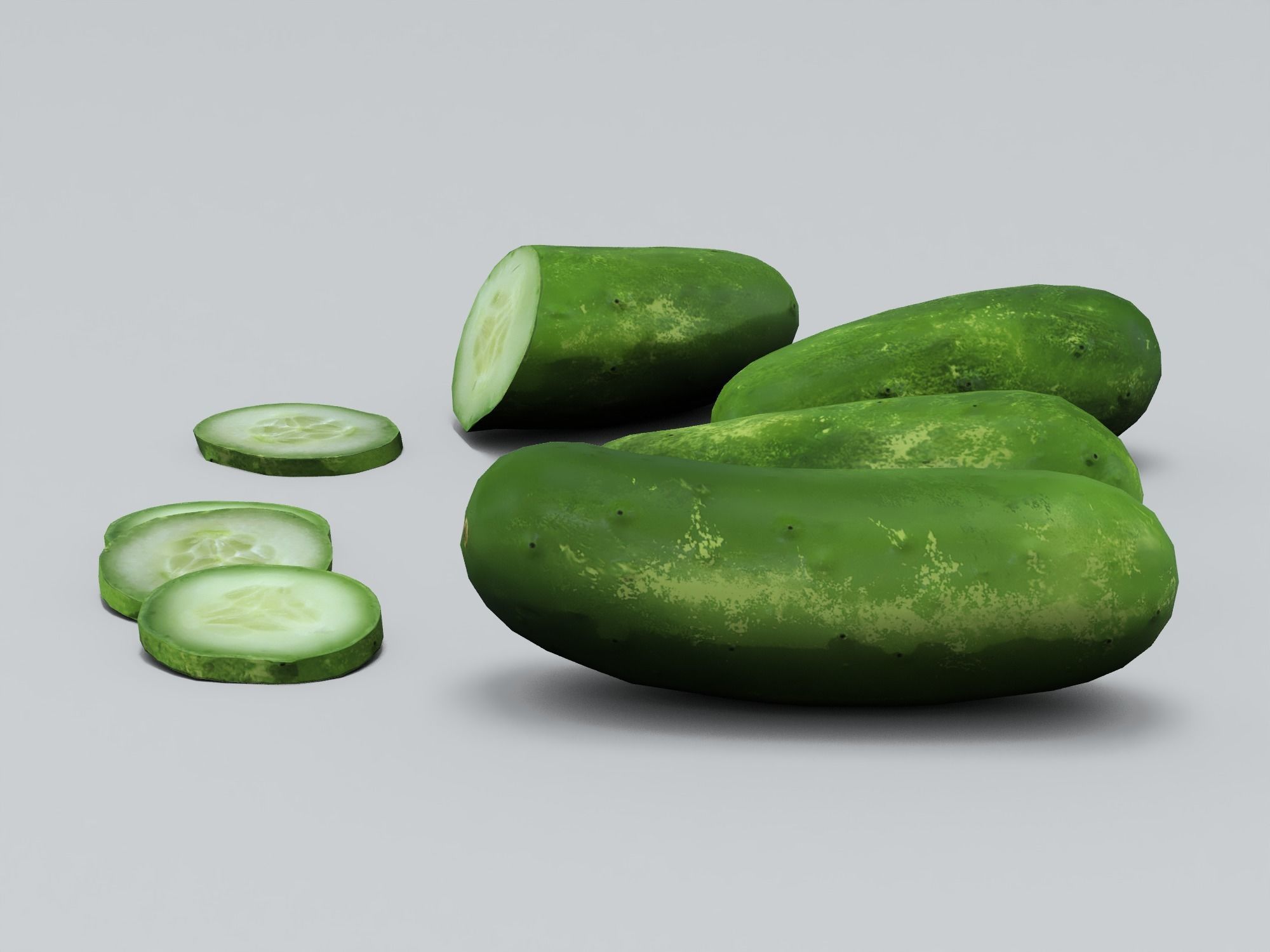 Cucumbers Low-poly 3D model_3