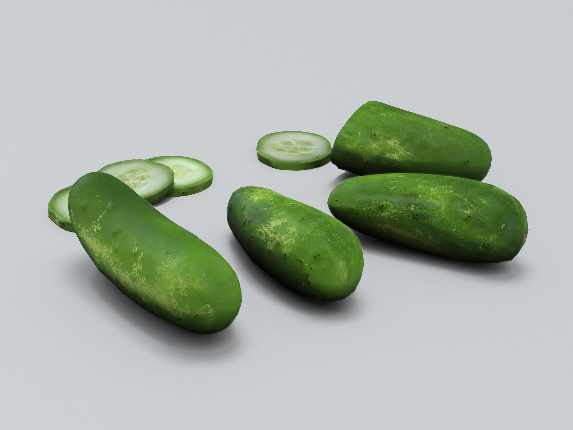 Cucumbers Low-poly 3D model_4