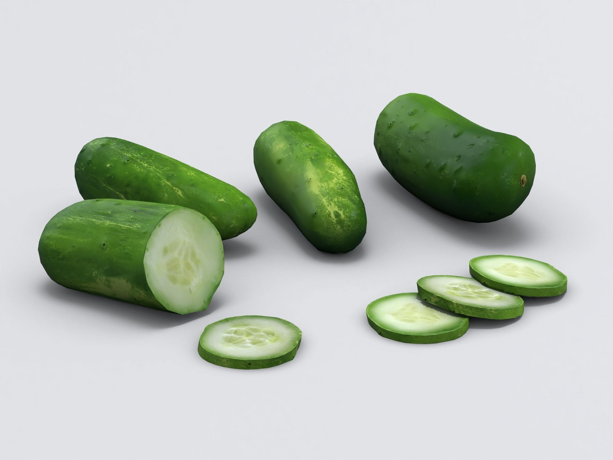 Cucumbers Low-poly 3D model_8