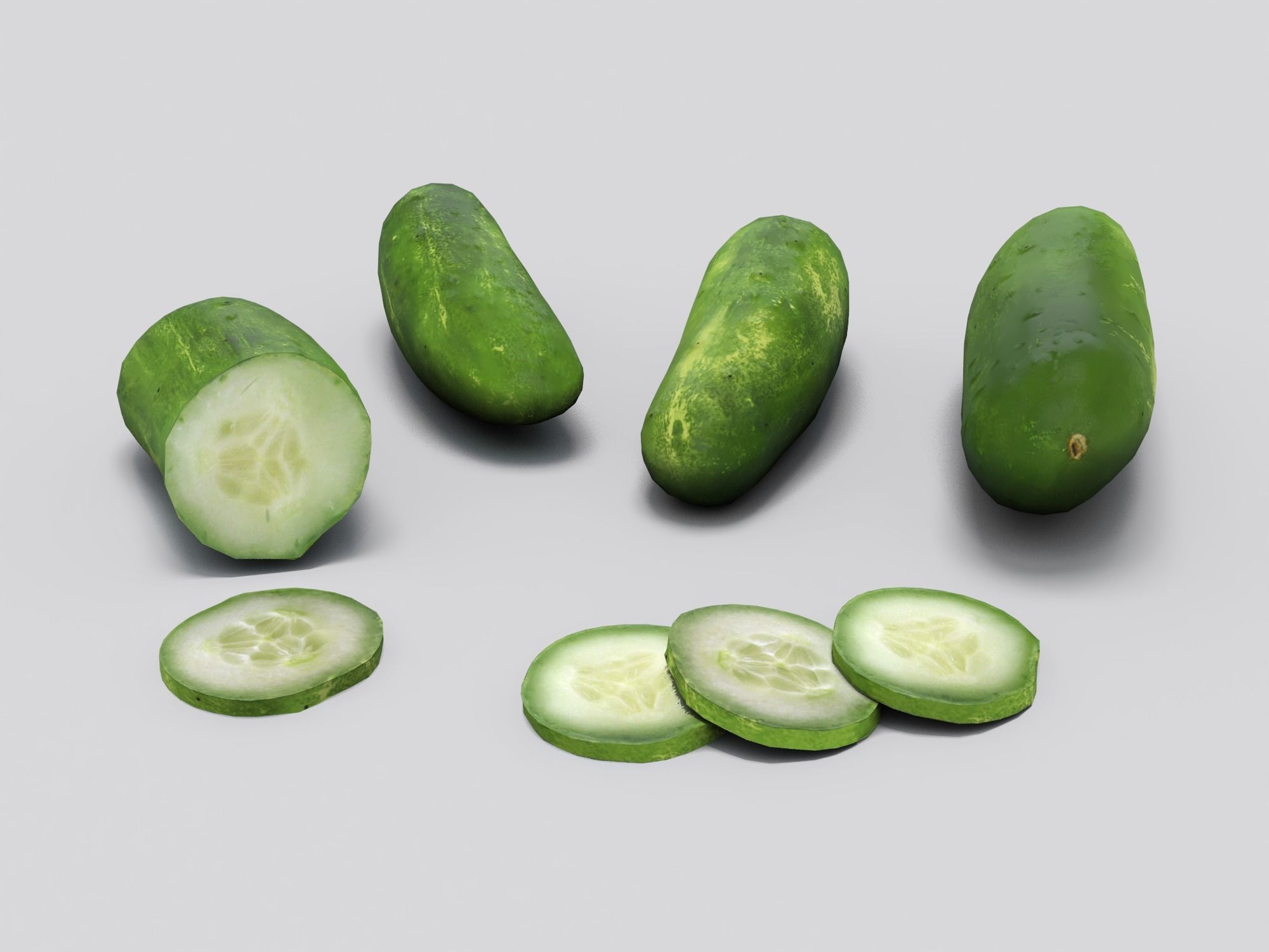 Cucumbers Low-poly 3D model_1