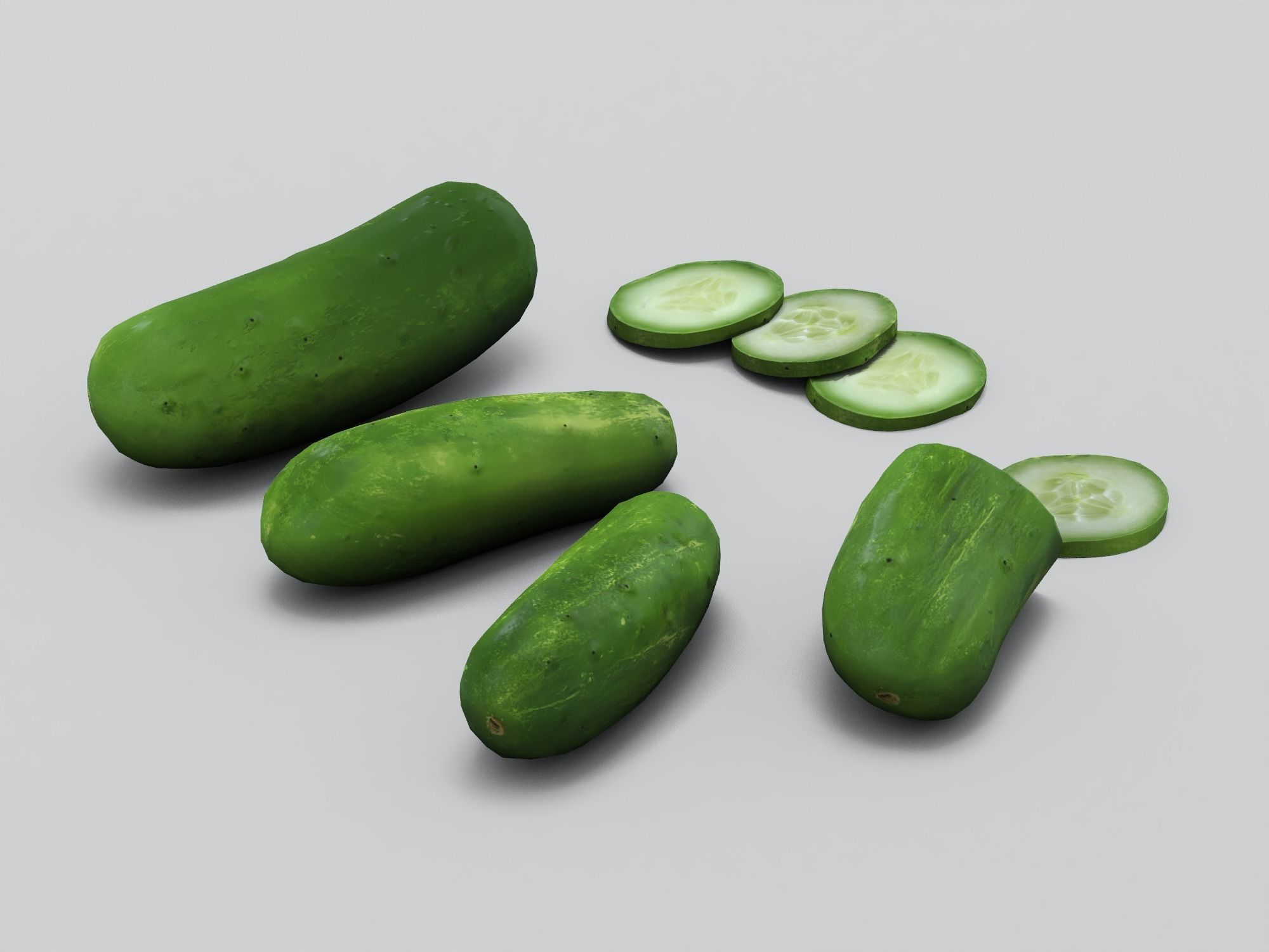 Cucumbers Low-poly 3D model_6