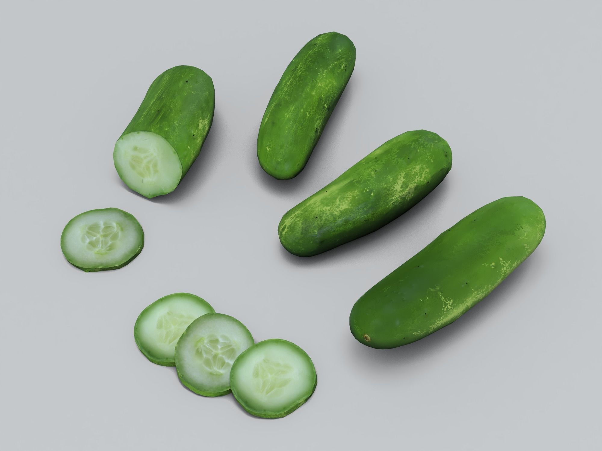 Cucumbers Low-poly 3D model_9