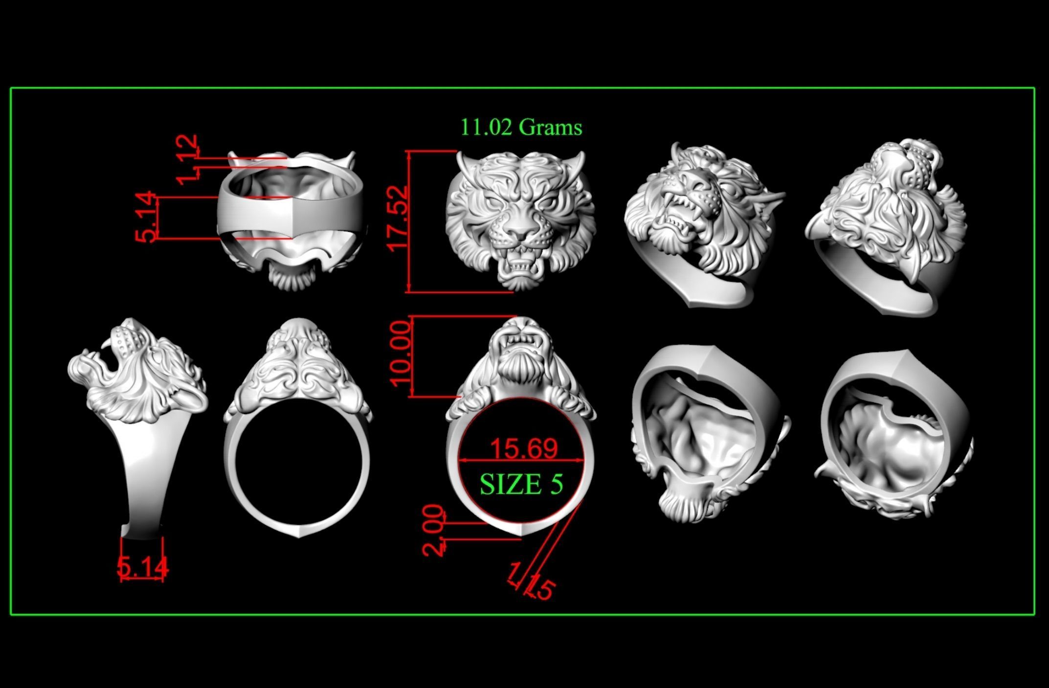 Tiger Ring 3D print model_12