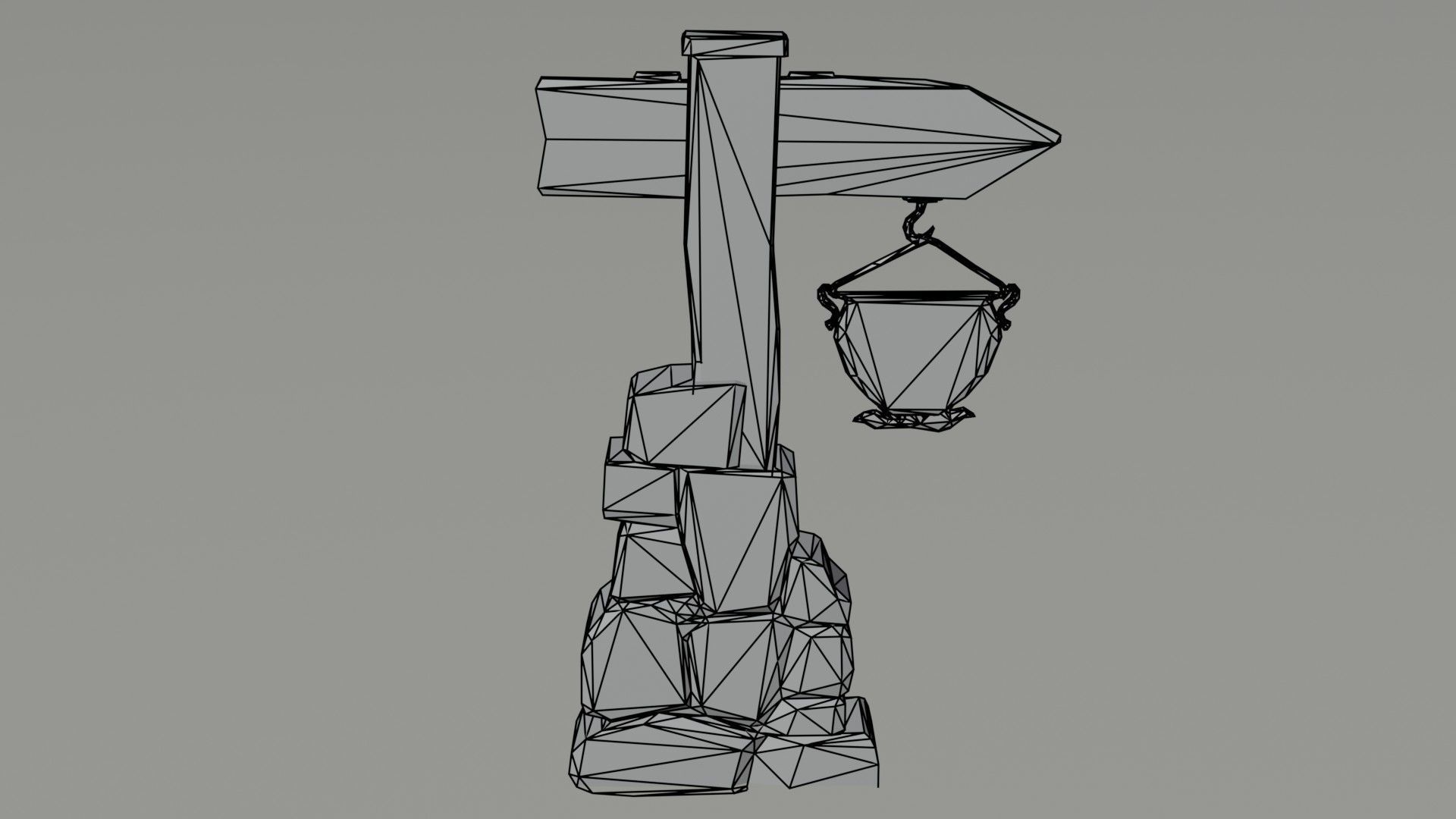 Cartoon fantasy tavern road sign Polygonal Style Low-poly 3D model_4