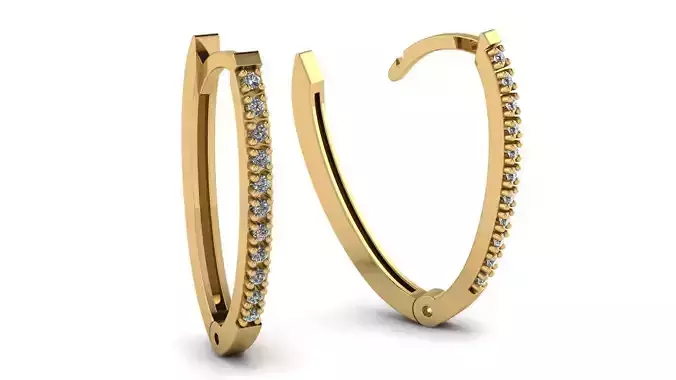 Hoop Earring Clicker Huggie with Diamonds