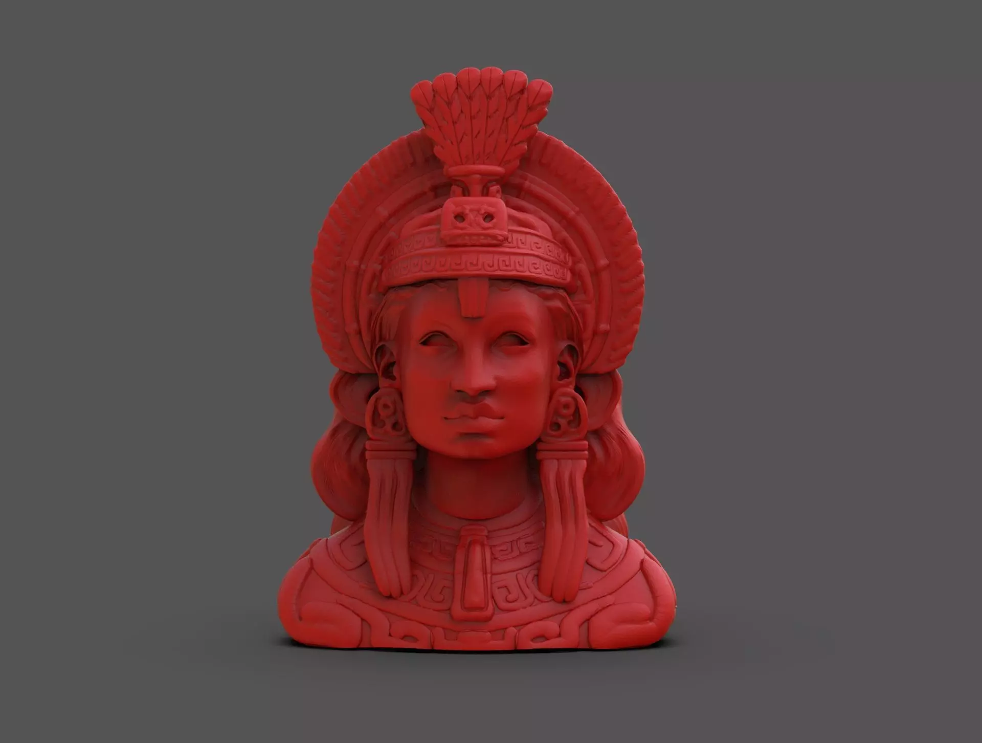 Ancient Mayan Woman Bust 3D print model_0