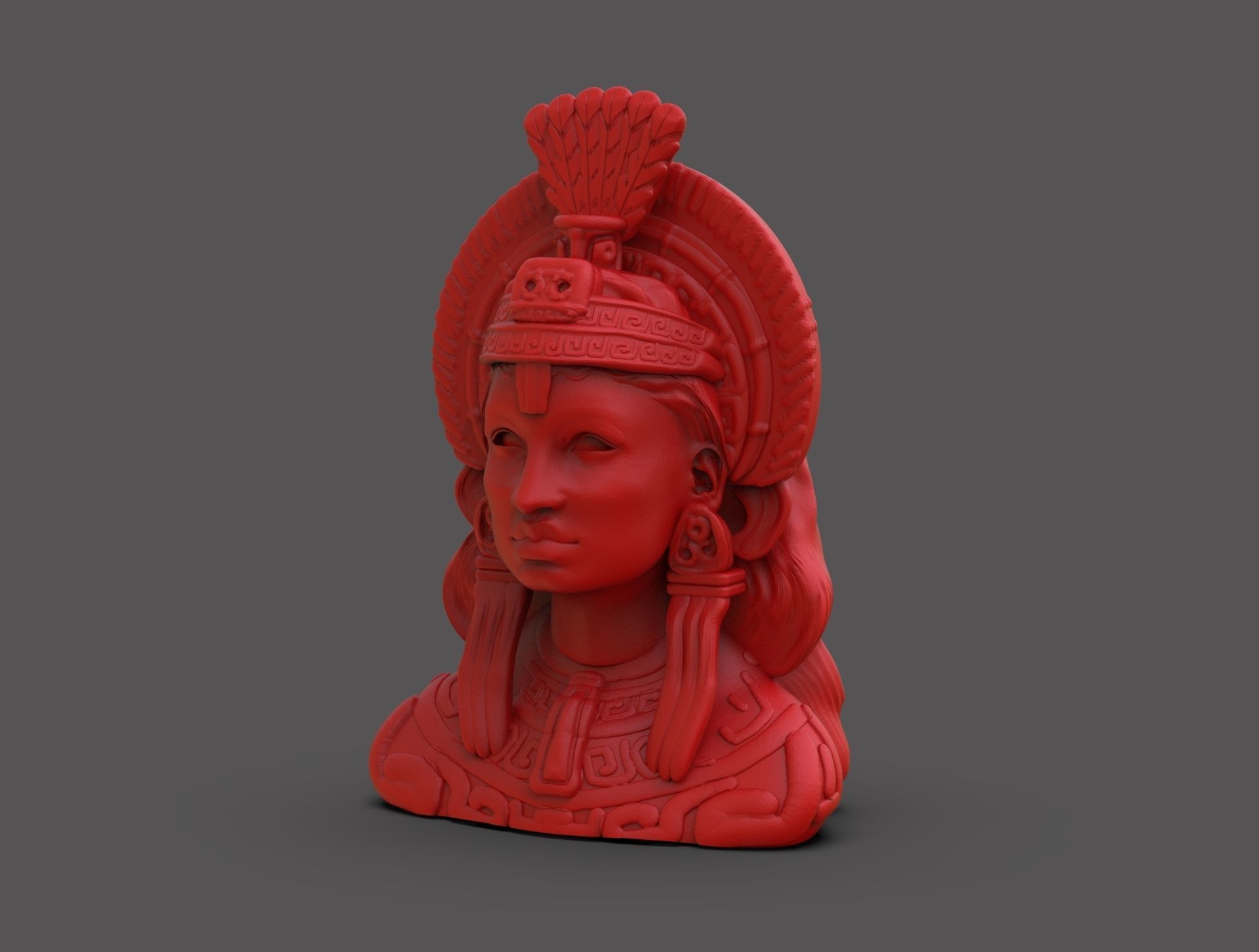 Ancient Mayan Woman Bust 3D print model_1